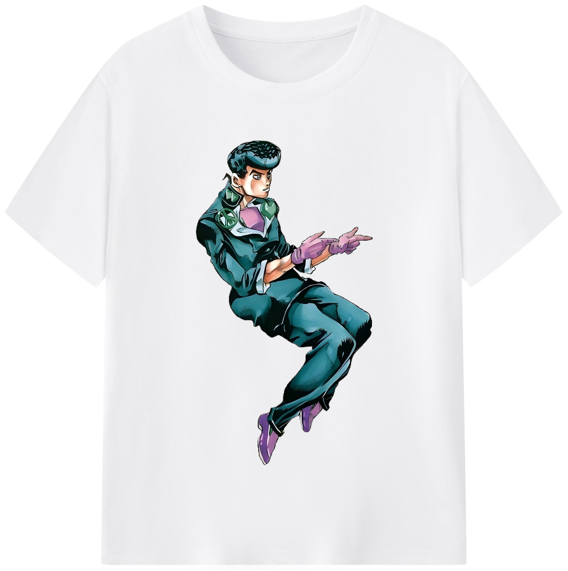 （画像用） ジョジョの奇妙な冒険 ひがしかた じょうすけ JoJo's Bizarre Adventure Higashikata Josuke 綿100％半袖Tシャツ（フロントプリント）