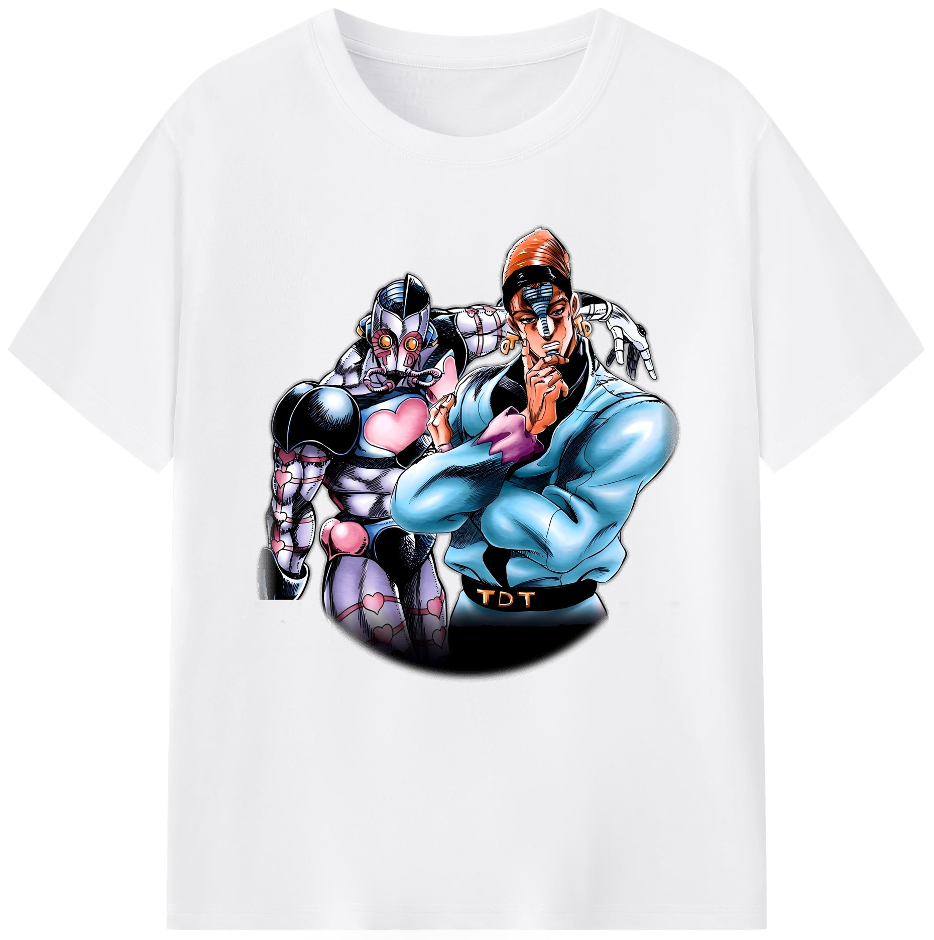 （画像用） ジョジョの奇妙な冒険 ひがしかた じょうすけ JoJo's Bizarre Adventure Higashikata Josuke 綿100％半袖Tシャツ（フロントプリント）