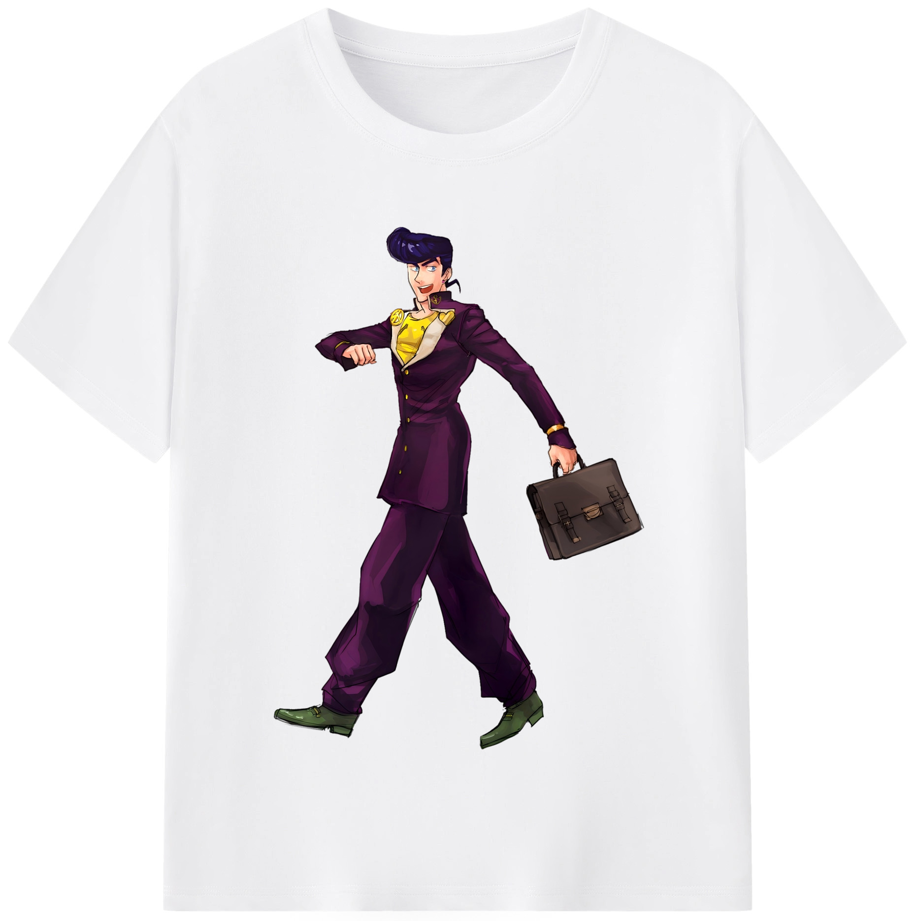 （画像用） ジョジョの奇妙な冒険 ひがしかた じょうすけ JoJo's Bizarre Adventure Higashikata Josuke 綿100％半袖Tシャツ（フロントプリント）