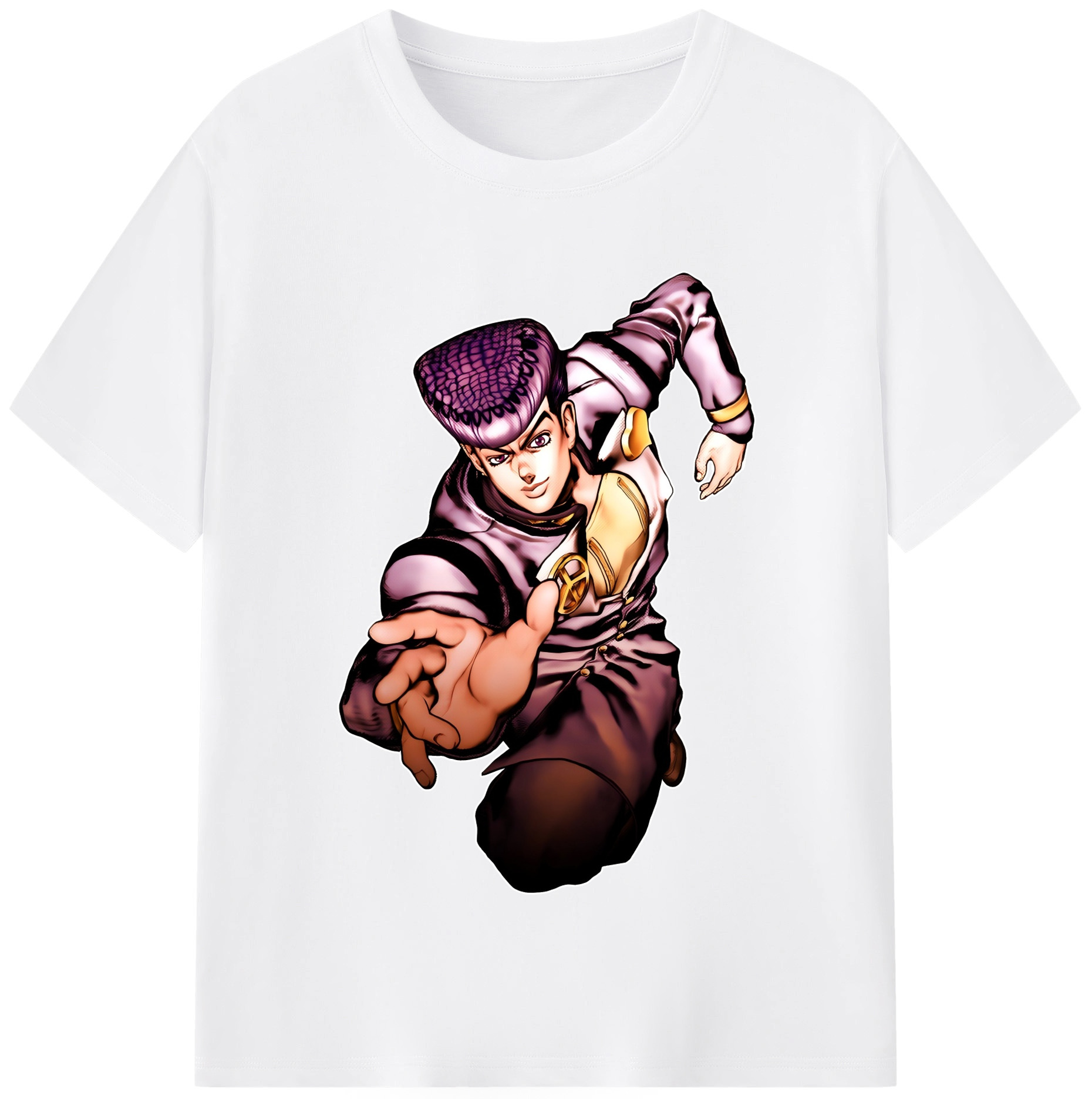 （画像用） ジョジョの奇妙な冒険 ひがしかた じょうすけ JoJo's Bizarre Adventure Higashikata Josuke 綿100％半袖Tシャツ（フロントプリント）