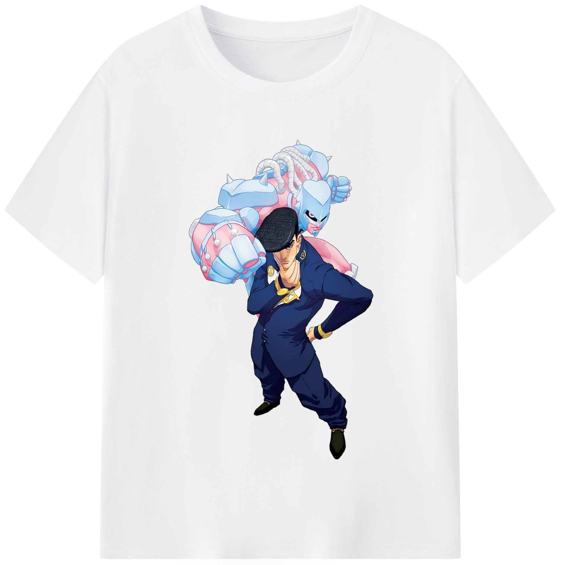 （画像用） ジョジョの奇妙な冒険 ひがしかた じょうすけ JoJo's Bizarre Adventure Higashikata Josuke 綿100％半袖Tシャツ（フロントプリント）