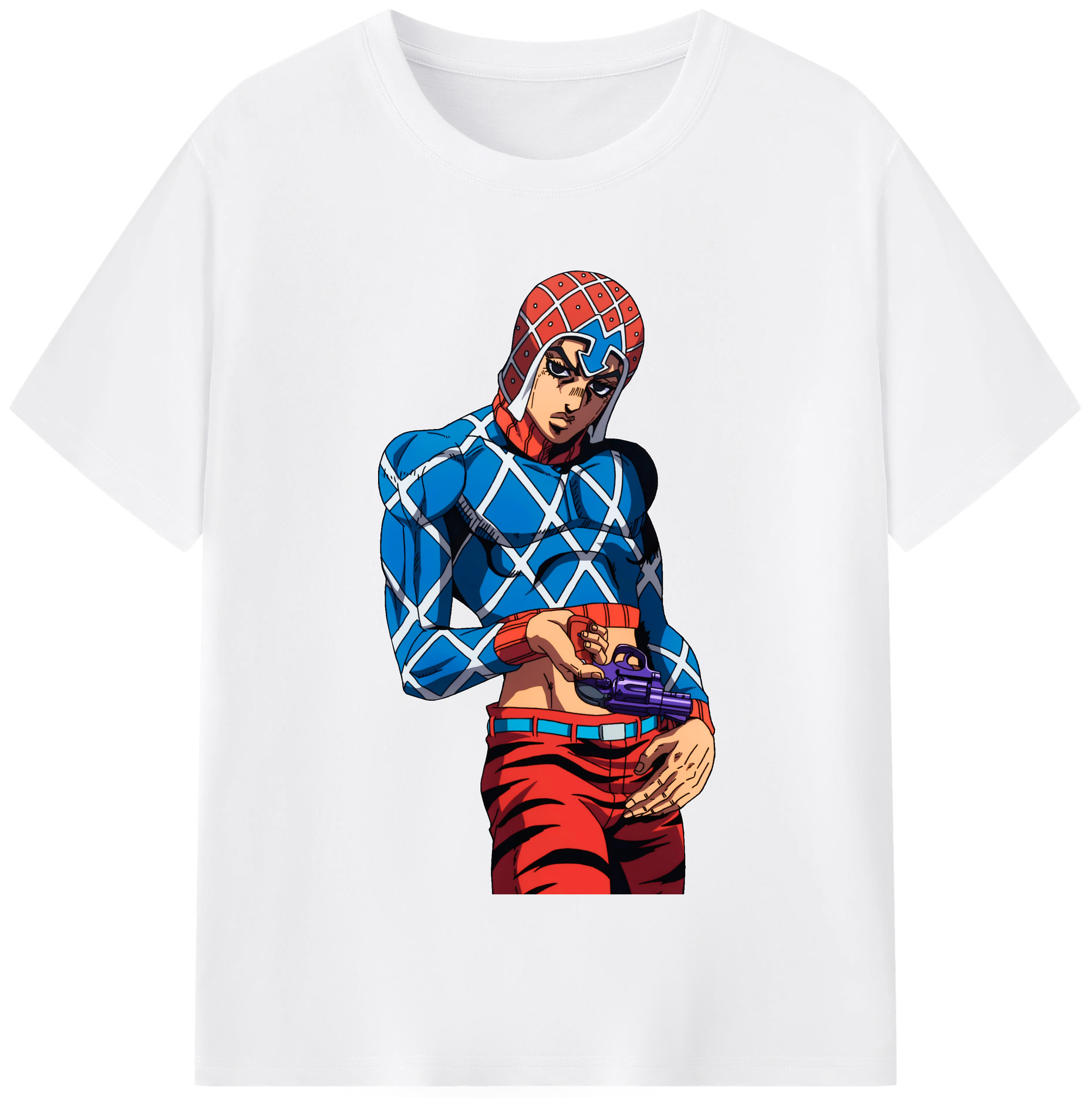 （画像用） ジョジョの奇妙な冒険 グイード?ミスタ JoJo's Bizarre Adventure Guido Mista 綿100％半袖Tシャツ（フロントプリント）