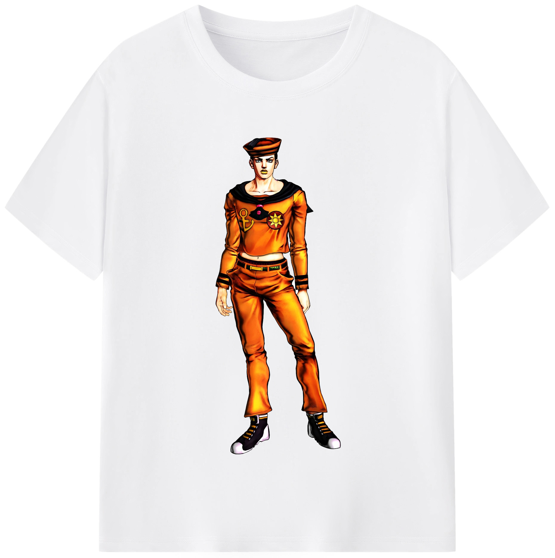 （画像用） ジョジョの奇妙な冒険 東方定助 JoJo's Bizarre Adventure Higashikata Josuke 綿100％半袖Tシャツ（フロントプリント）