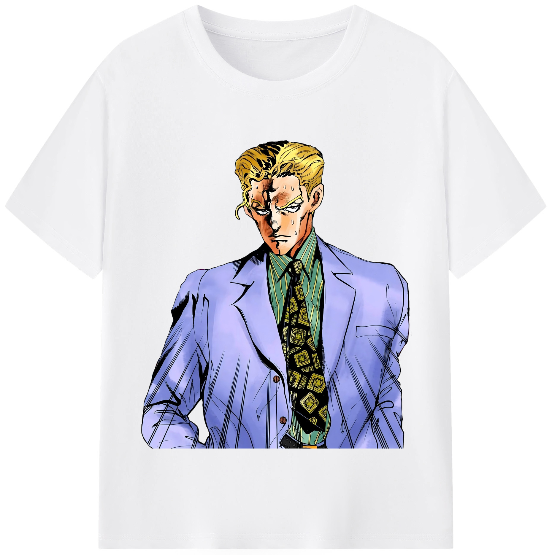 （画像用） ジョジョの奇妙な冒険 きら よしかげ JoJo's Bizarre Adventure Kira Yoshikage 綿100％半袖Tシャツ（フロントプリント）