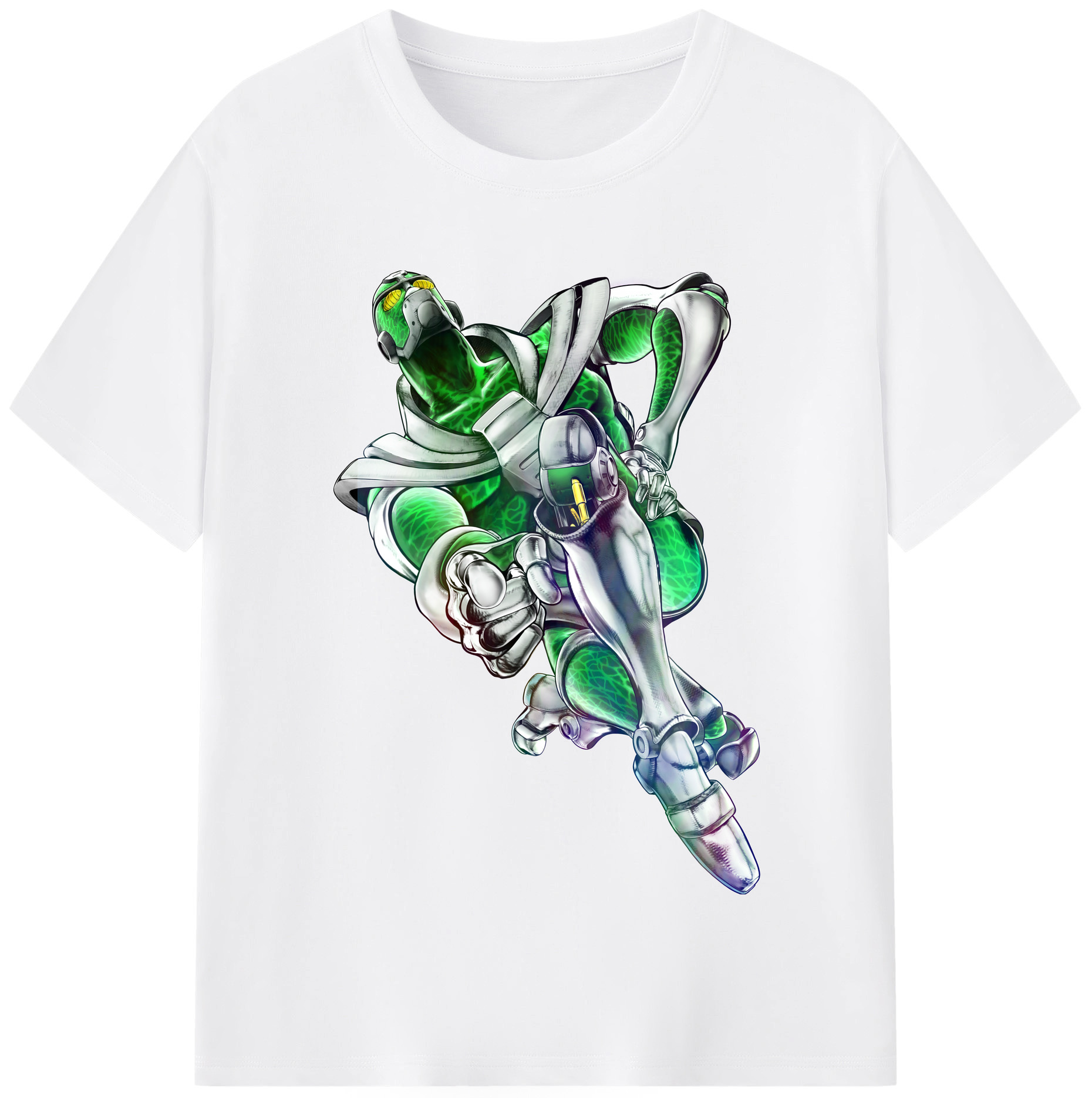 （画像用） ジョジョの奇妙な冒険 花京院 典明（かきょういん のりあき） JoJo's Bizarre Adventure Kakyoin Noriaki 綿100％半袖Tシャツ（フロントプリント）