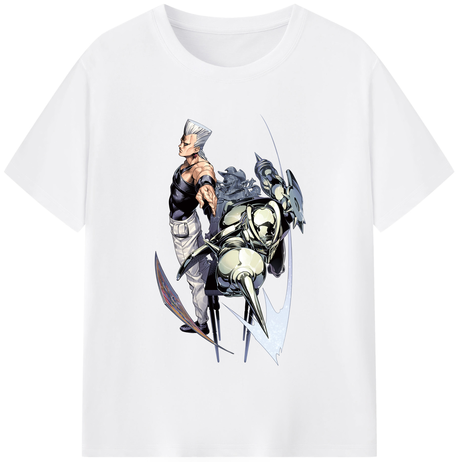 （画像用） ジョジョの奇妙な冒険 ジャン＝ピエール?ポルナレフ JoJo's Bizarre Adventure Jan Pierre Polnareff 綿100％半袖Tシャツ（フロントプリント）