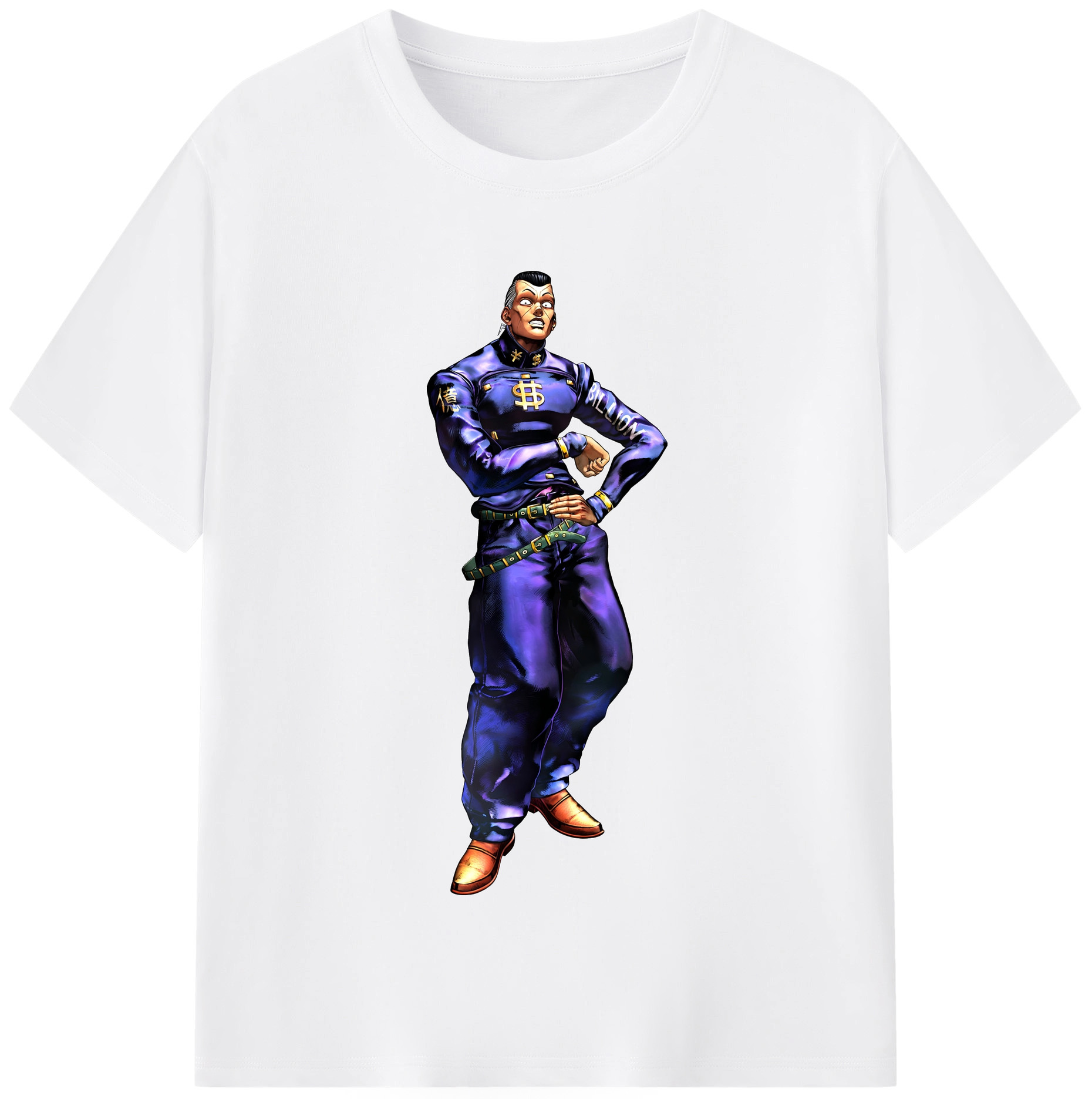 （画像用） ジョジョの奇妙な冒険 虹村億泰 にじむら おくやす JoJo's Bizarre Adventure Nijimura Okuyasu 綿100％半袖Tシャツ（フロントプリント）