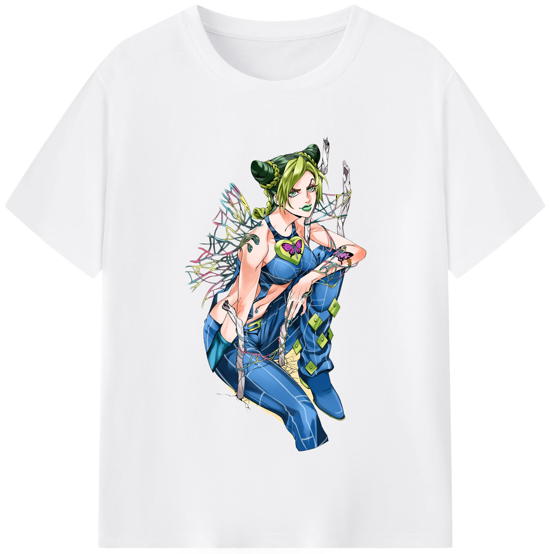 （画像用） "ジョジョの奇妙な冒険 くうじょう ジョリーン JoJo's Bizarre Adventure Jolyne Cujoh " 綿100％半袖Tシャツ（フロントプリント）