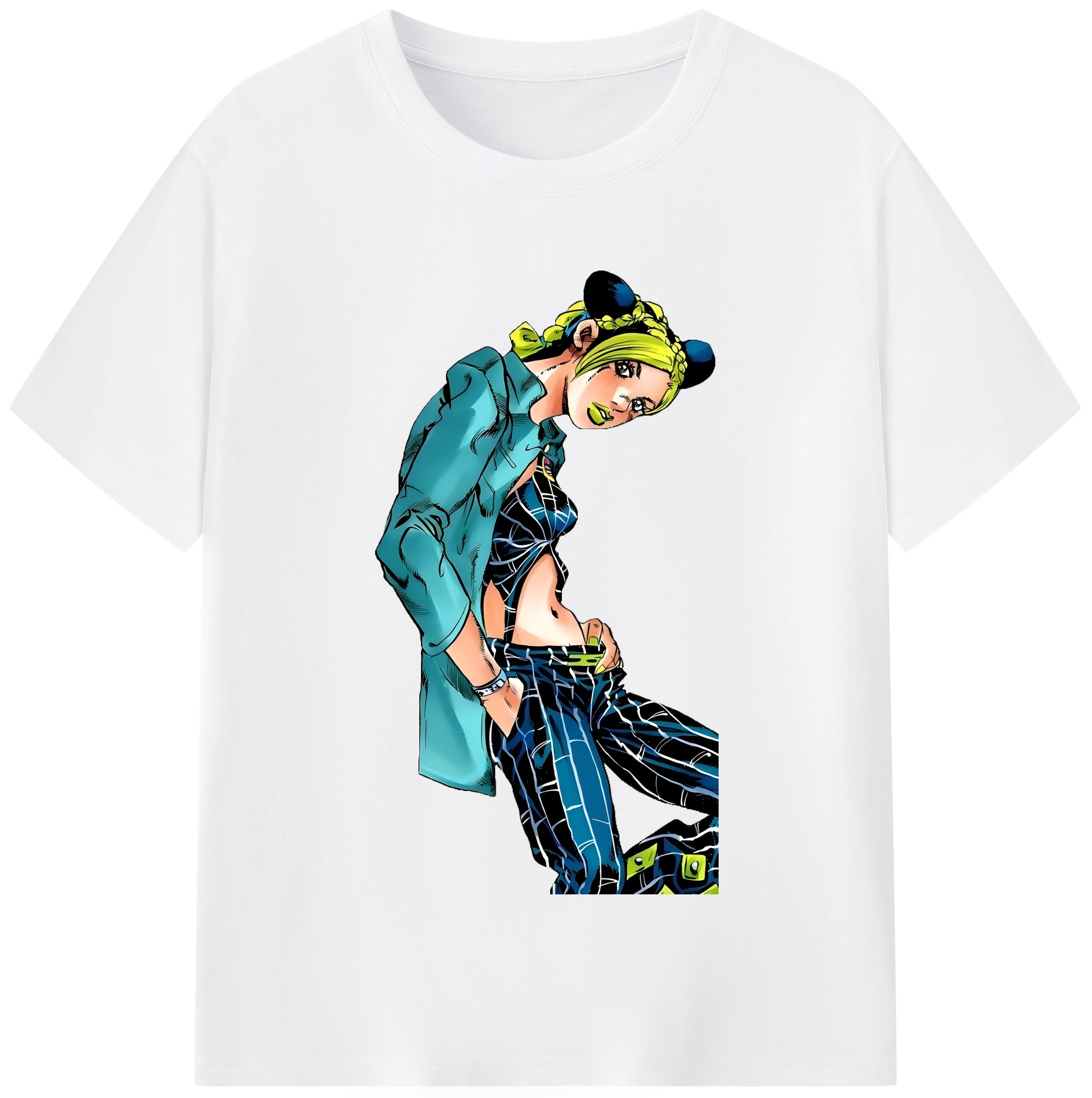 （画像用） "ジョジョの奇妙な冒険 くうじょう ジョリーン JoJo's Bizarre Adventure Jolyne Cujoh " 綿100％半袖Tシャツ（フロントプリント）