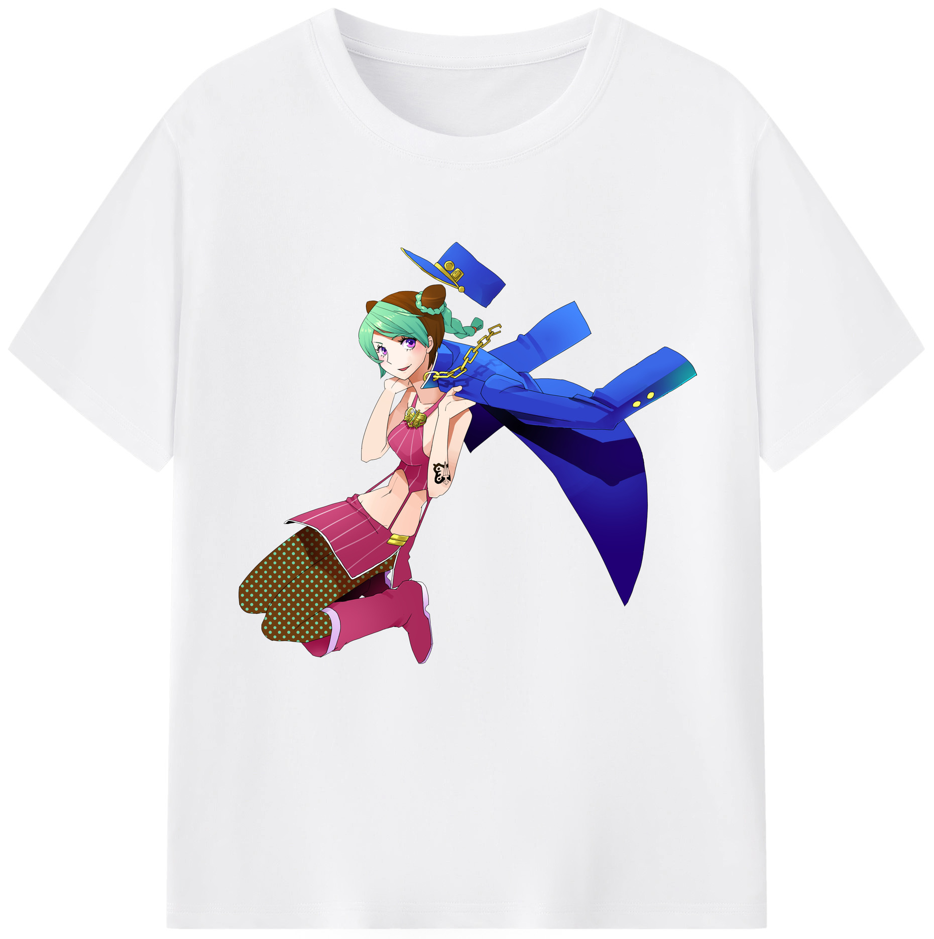 （画像用） "ジョジョの奇妙な冒険 くうじょう ジョリーン JoJo's Bizarre Adventure Jolyne Cujoh " 綿100％半袖Tシャツ（フロントプリント）