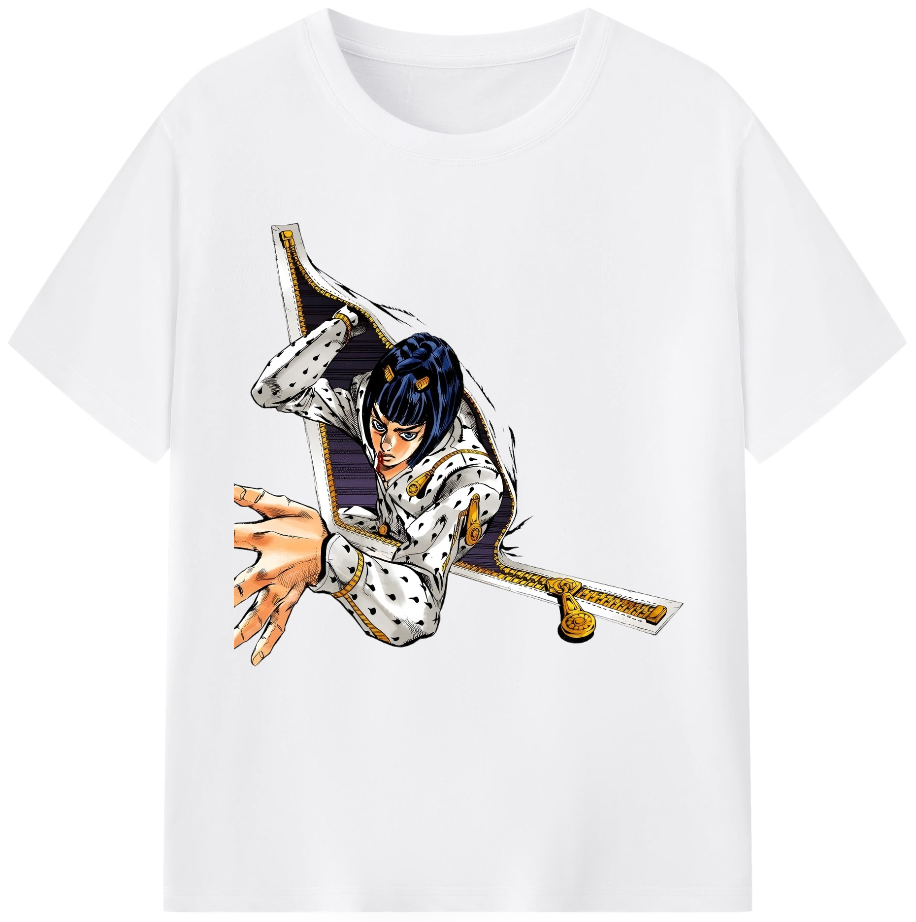 （画像用） ジョジョの奇妙な冒険 ブローノ?ブチャラティ JoJo's Bizarre Adventure Bruno Bucciarati 綿100％半袖Tシャツ（フロントプリント）