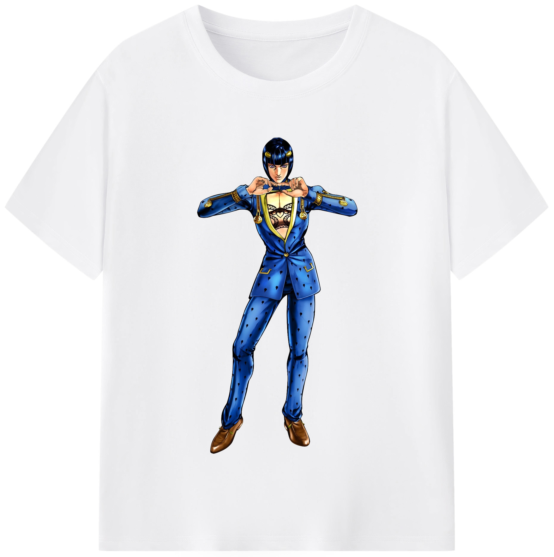 （画像用） ジョジョの奇妙な冒険 ブローノ?ブチャラティ JoJo's Bizarre Adventure Bruno Bucciarati 綿100％半袖Tシャツ（フロントプリント）