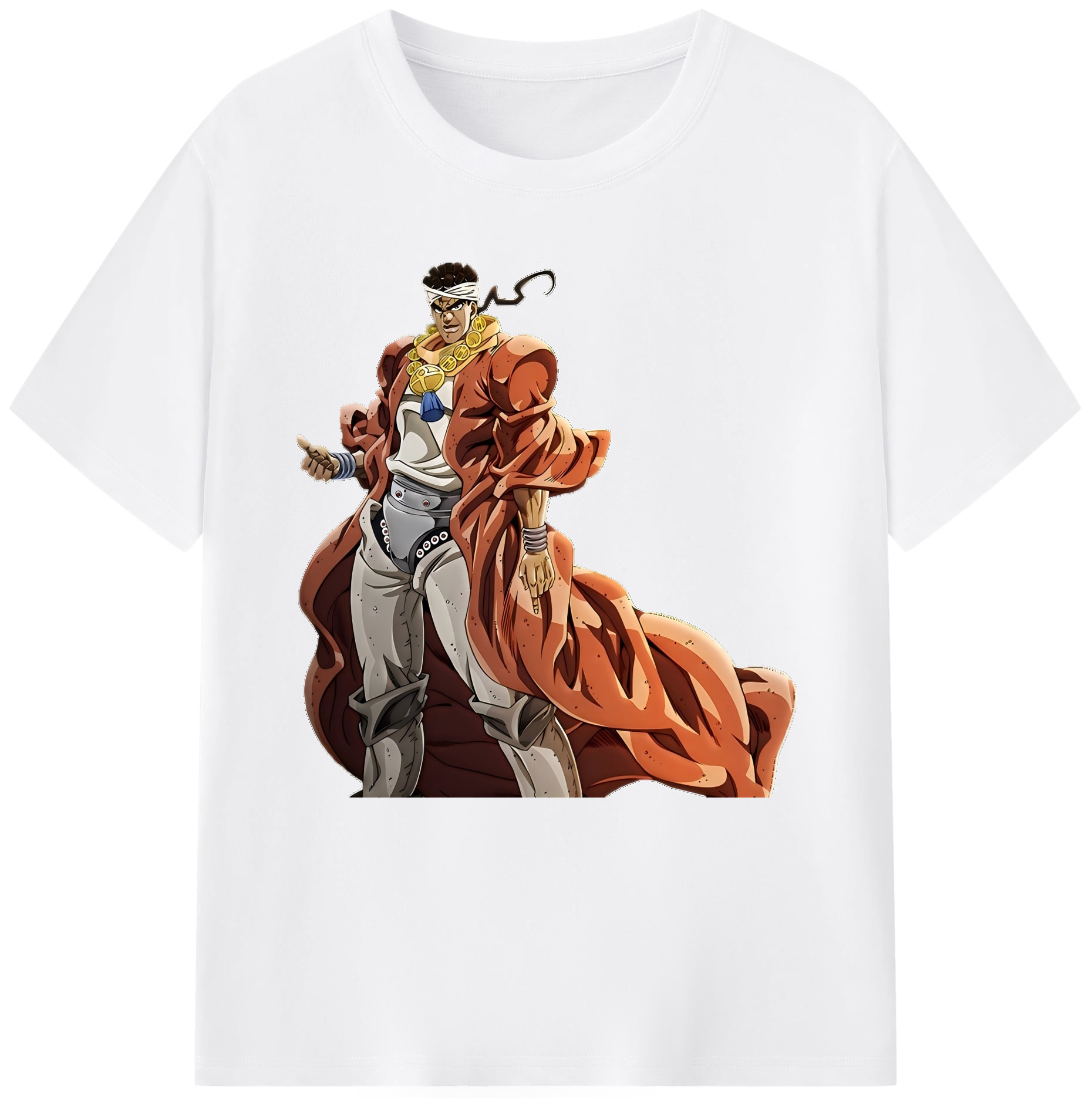 （画像用） ジョジョの奇妙な冒険 ムハンマド?アブドゥル JoJo's Bizarre Adventure Muhammad Avdol 綿100％半袖Tシャツ（フロントプリント）