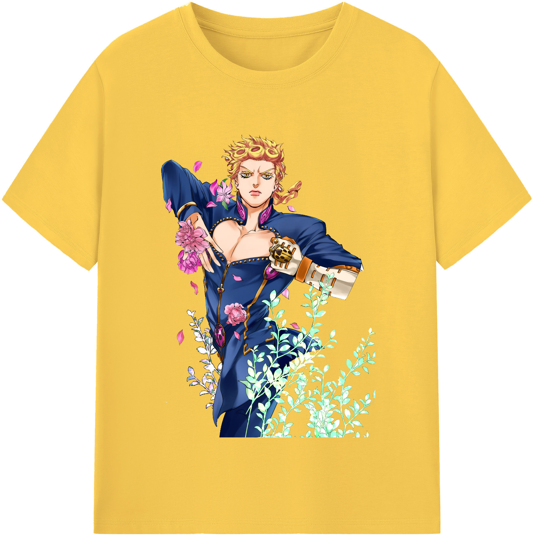 （画像用） ジョジョの奇妙な冒険 ジョルノ?ジョバァーナ JoJo's Bizarre Adventure Giorno Giovanna 綿100％半袖Tシャツ（フロントプリント）