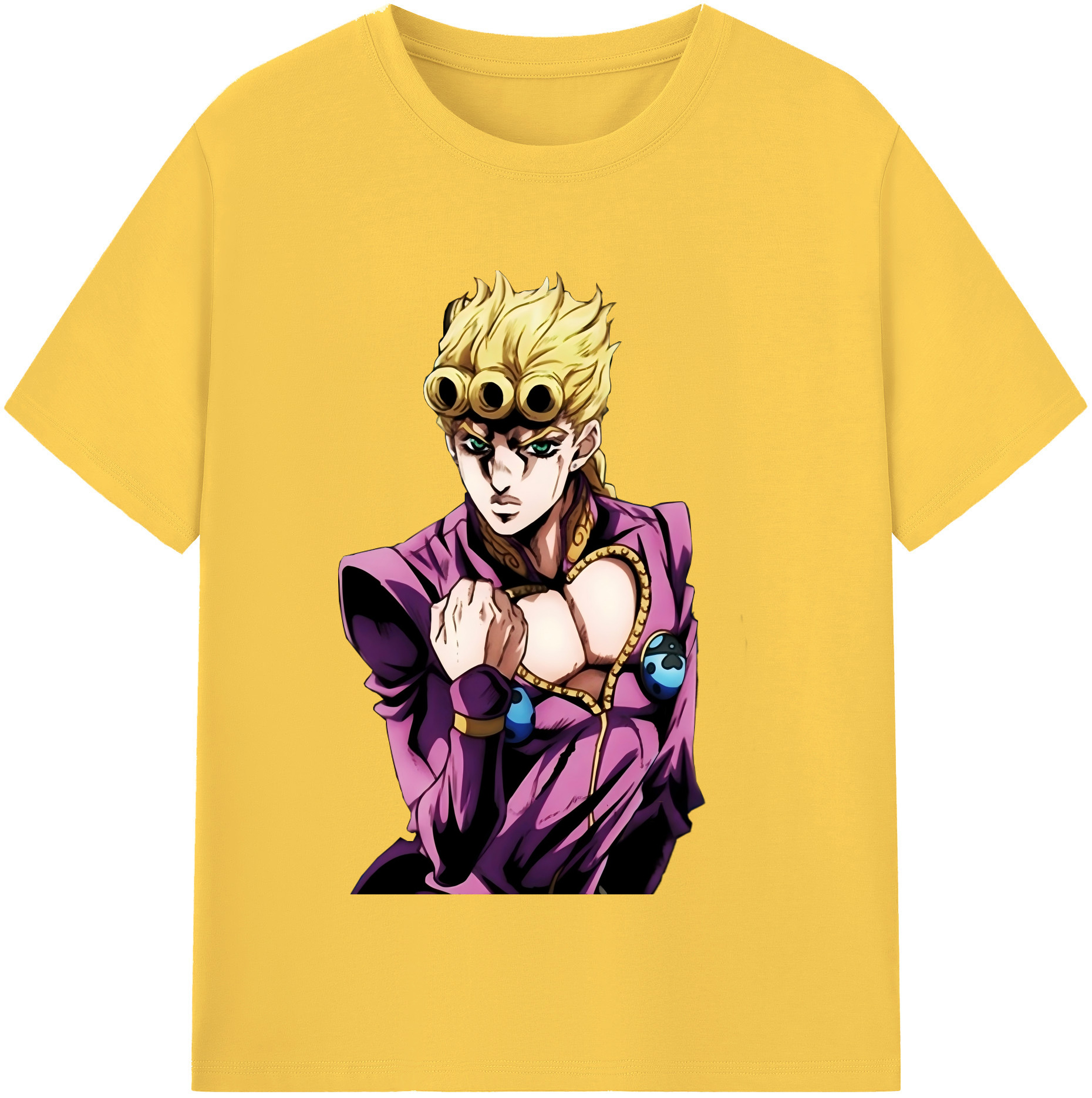 （画像用） ジョジョの奇妙な冒険 ジョルノ?ジョバァーナ JoJo's Bizarre Adventure Giorno Giovanna 綿100％半袖Tシャツ（フロントプリント）