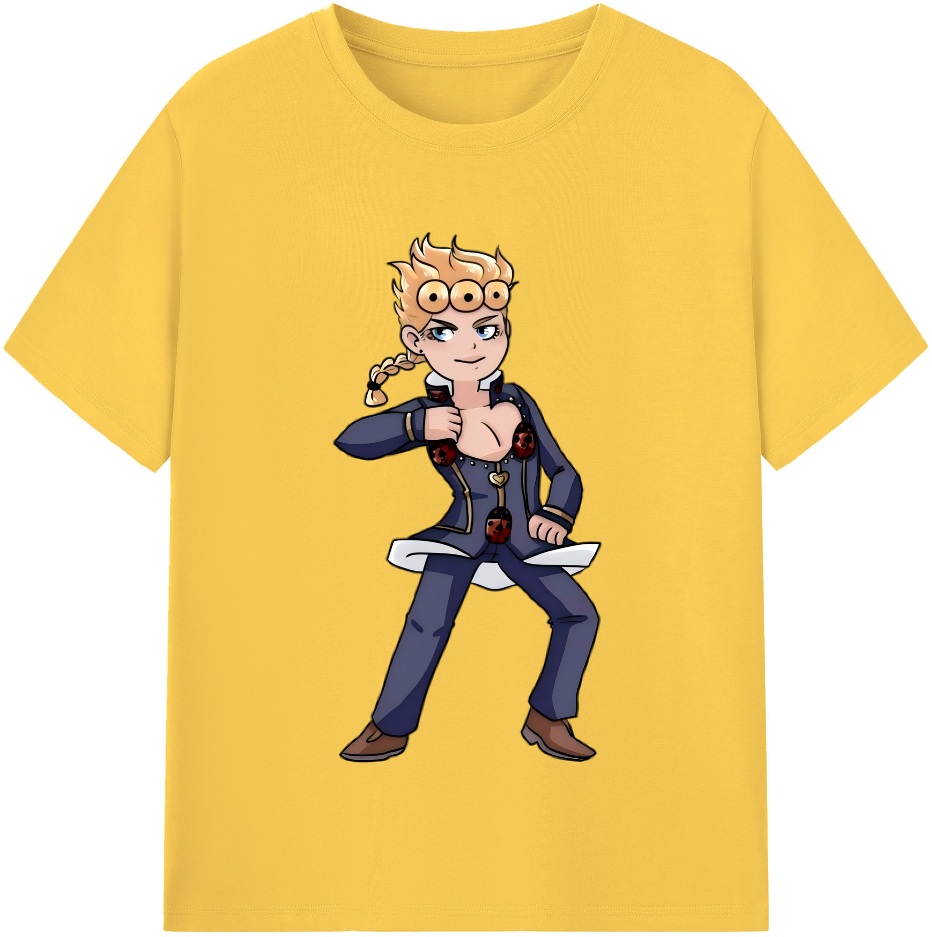 （画像用） ジョジョの奇妙な冒険 ジョルノ?ジョバァーナ JoJo's Bizarre Adventure Giorno Giovanna 綿100％半袖Tシャツ（フロントプリント）