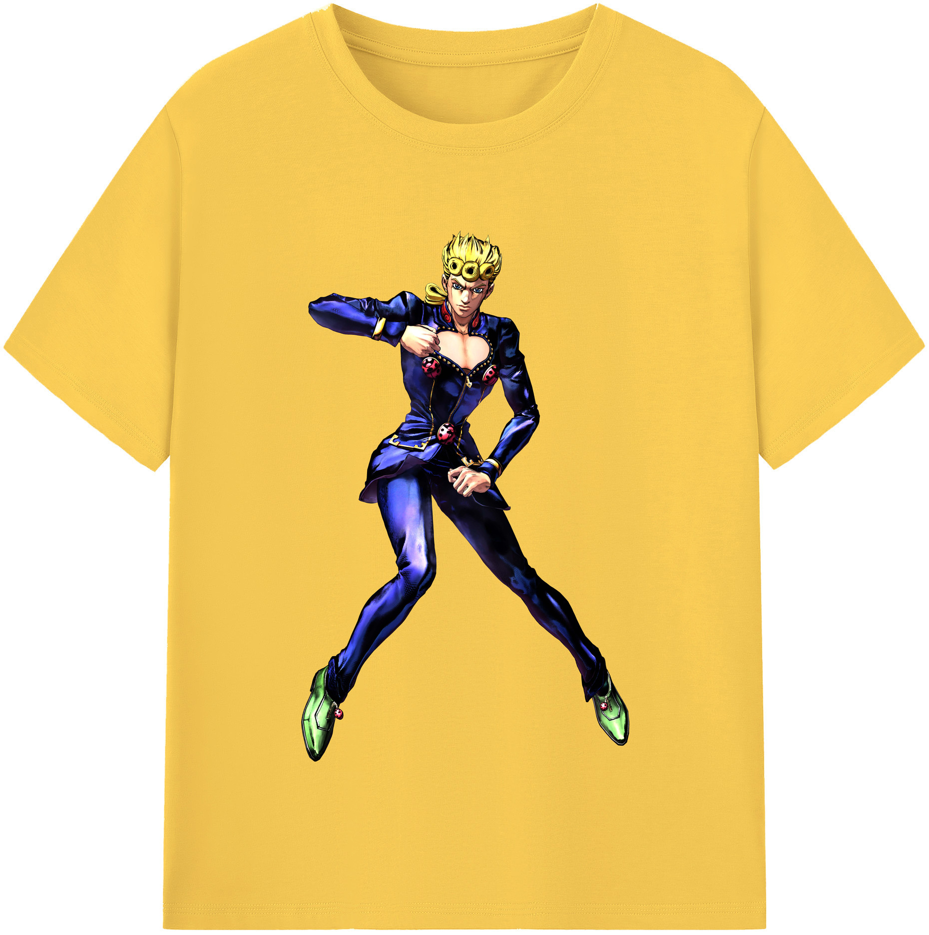 （画像用） ジョジョの奇妙な冒険 ジョルノ?ジョバァーナ JoJo's Bizarre Adventure Giorno Giovanna 綿100％半袖Tシャツ（フロントプリント）