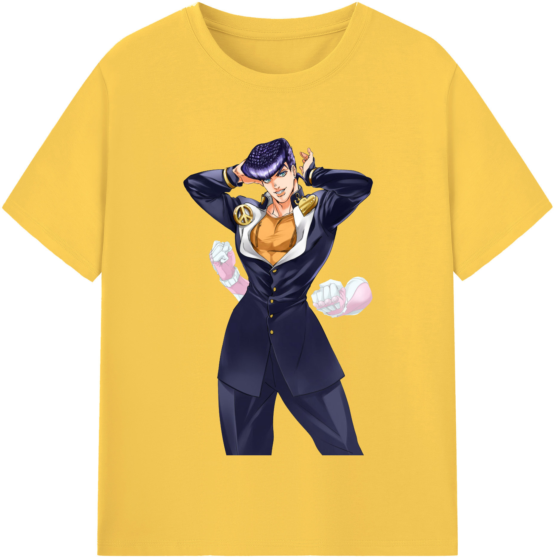 （画像用） ジョジョの奇妙な冒険 ひがしかた じょうすけ JoJo's Bizarre Adventure Higashikata Josuke 綿100％半袖Tシャツ（フロントプリント）