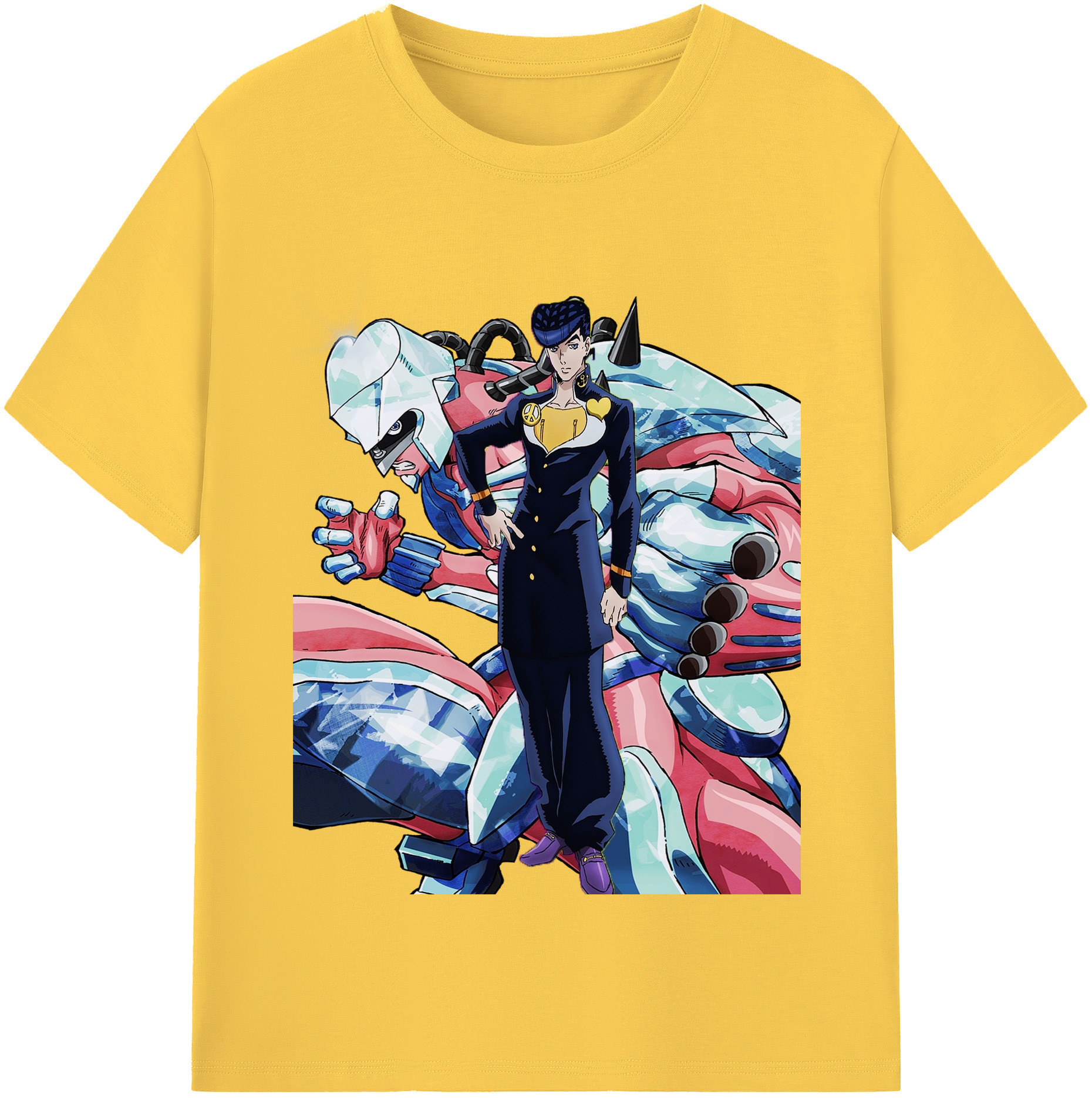 （画像用） ジョジョの奇妙な冒険 ひがしかた じょうすけ JoJo's Bizarre Adventure Higashikata Josuke 綿100％半袖Tシャツ（フロントプリント）