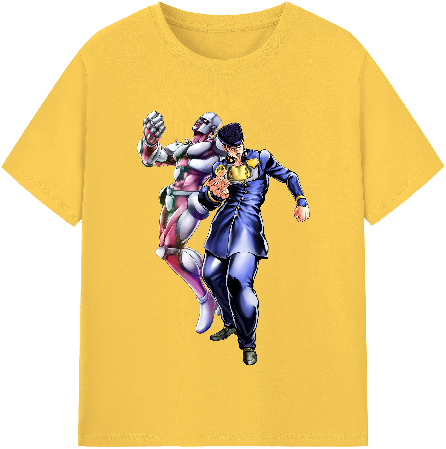 （画像用） ジョジョの奇妙な冒険 ひがしかた じょうすけ JoJo's Bizarre Adventure Higashikata Josuke 綿100％半袖Tシャツ（フロントプリント）