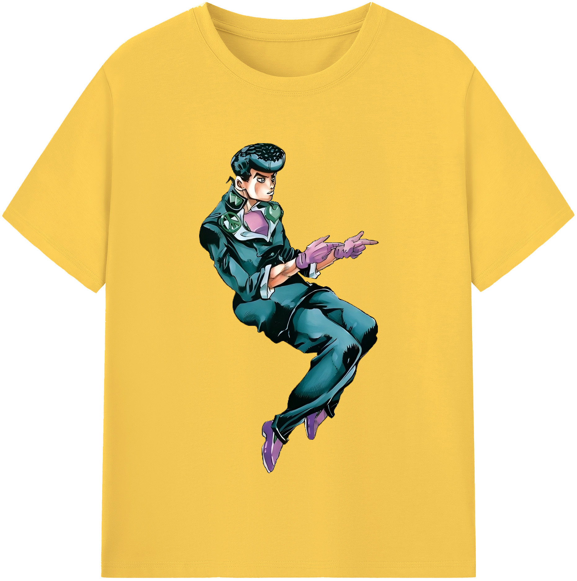 （画像用） ジョジョの奇妙な冒険 ひがしかた じょうすけ JoJo's Bizarre Adventure Higashikata Josuke 綿100％半袖Tシャツ（フロントプリント）