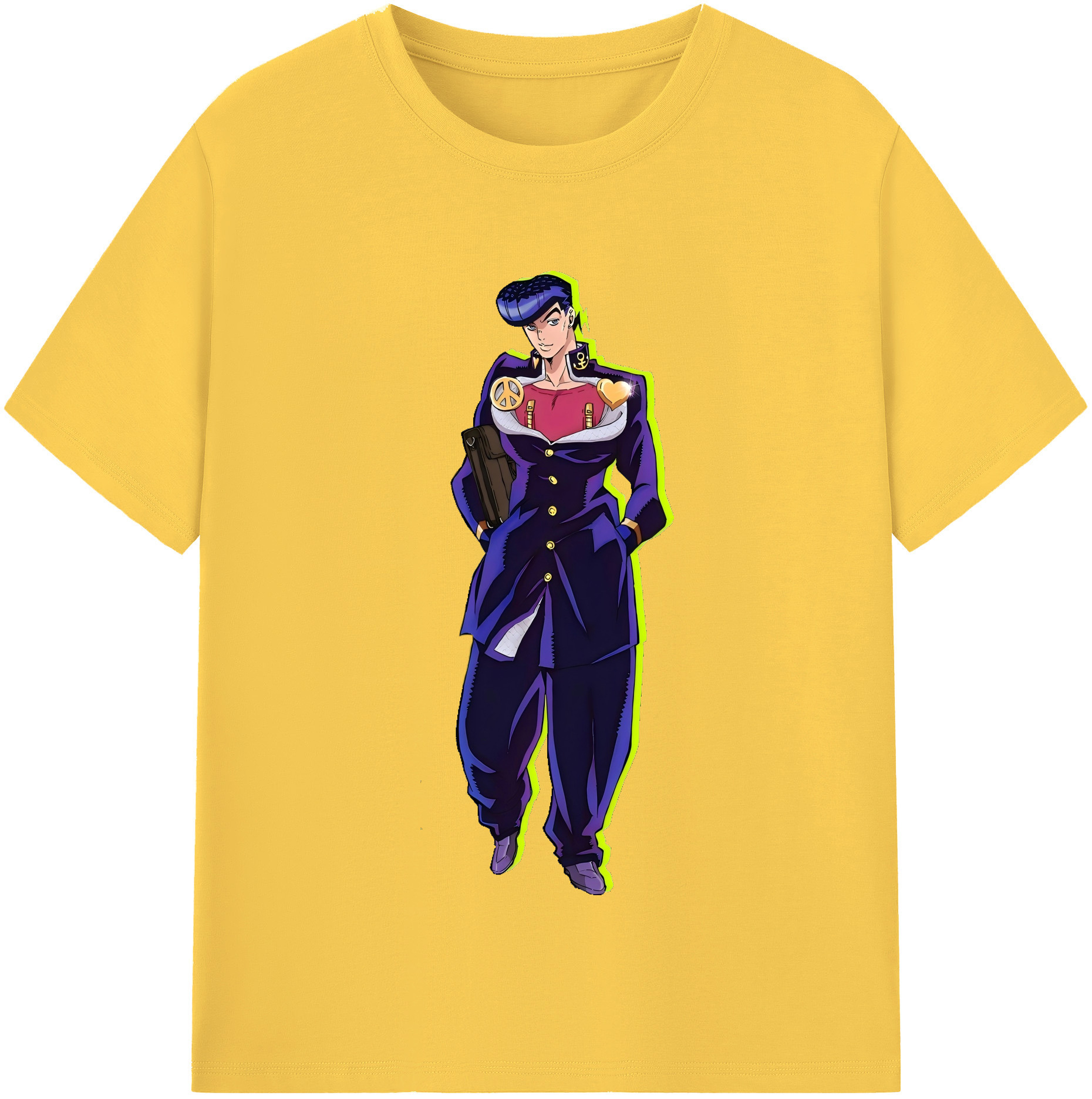 （画像用） ジョジョの奇妙な冒険 ひがしかた じょうすけ JoJo's Bizarre Adventure Higashikata Josuke 綿100％半袖Tシャツ（フロントプリント）