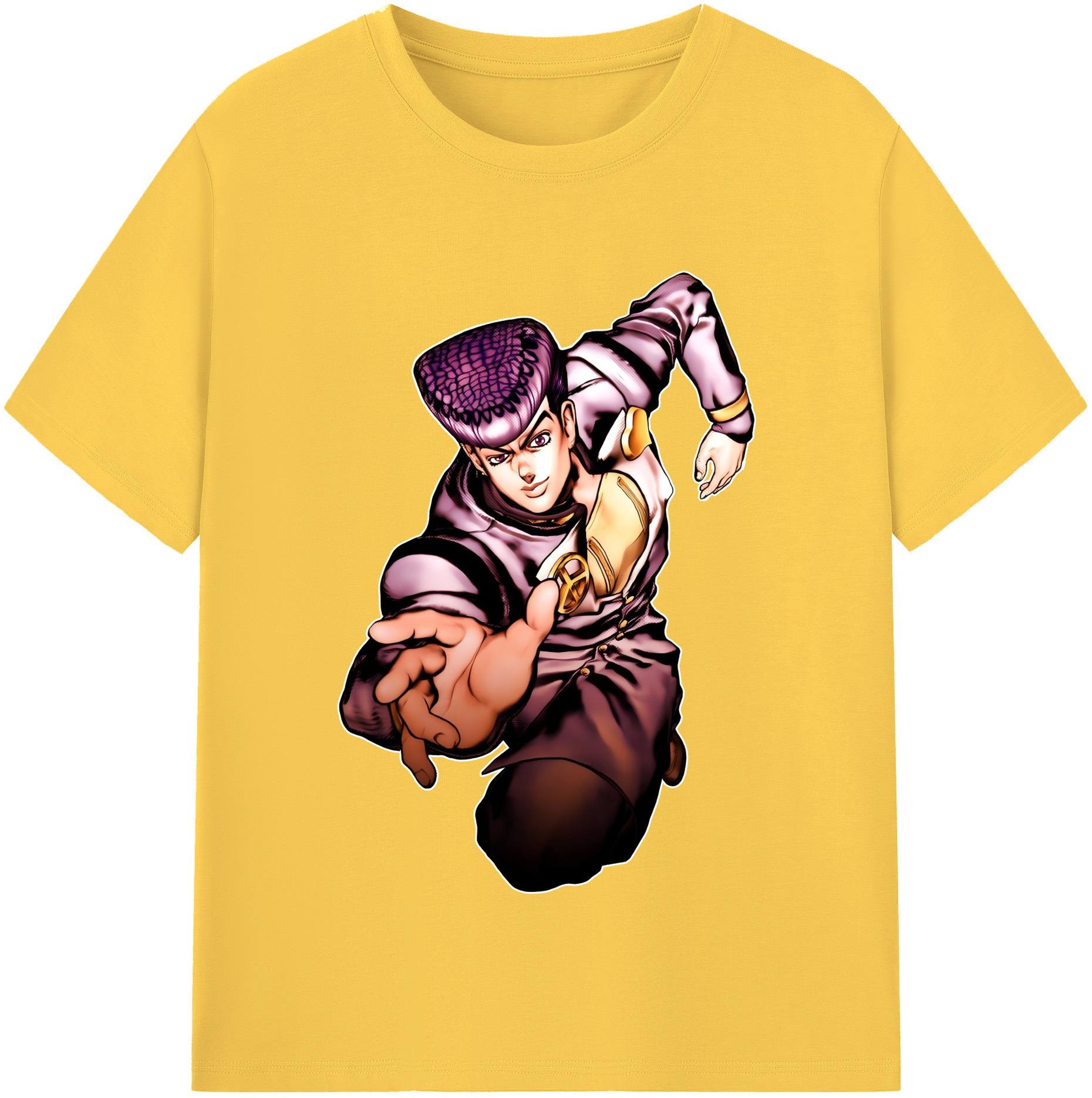 （画像用） ジョジョの奇妙な冒険 ひがしかた じょうすけ JoJo's Bizarre Adventure Higashikata Josuke 綿100％半袖Tシャツ（フロントプリント）