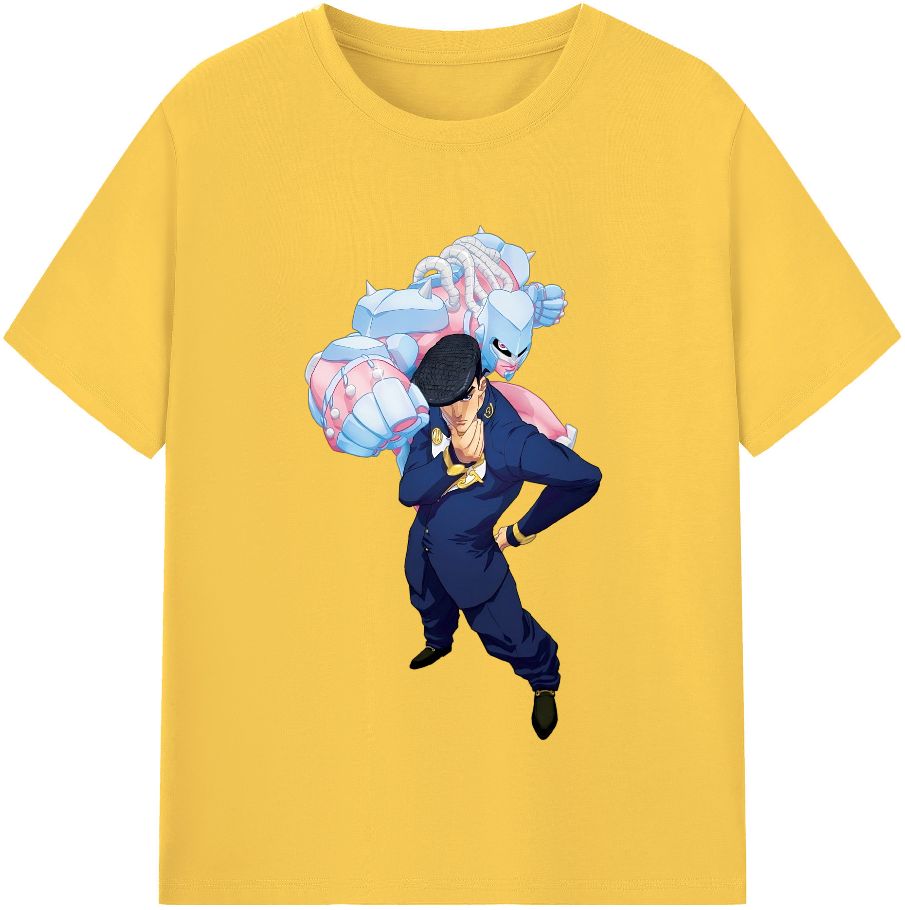 （画像用） ジョジョの奇妙な冒険 ひがしかた じょうすけ JoJo's Bizarre Adventure Higashikata Josuke 綿100％半袖Tシャツ（フロントプリント）