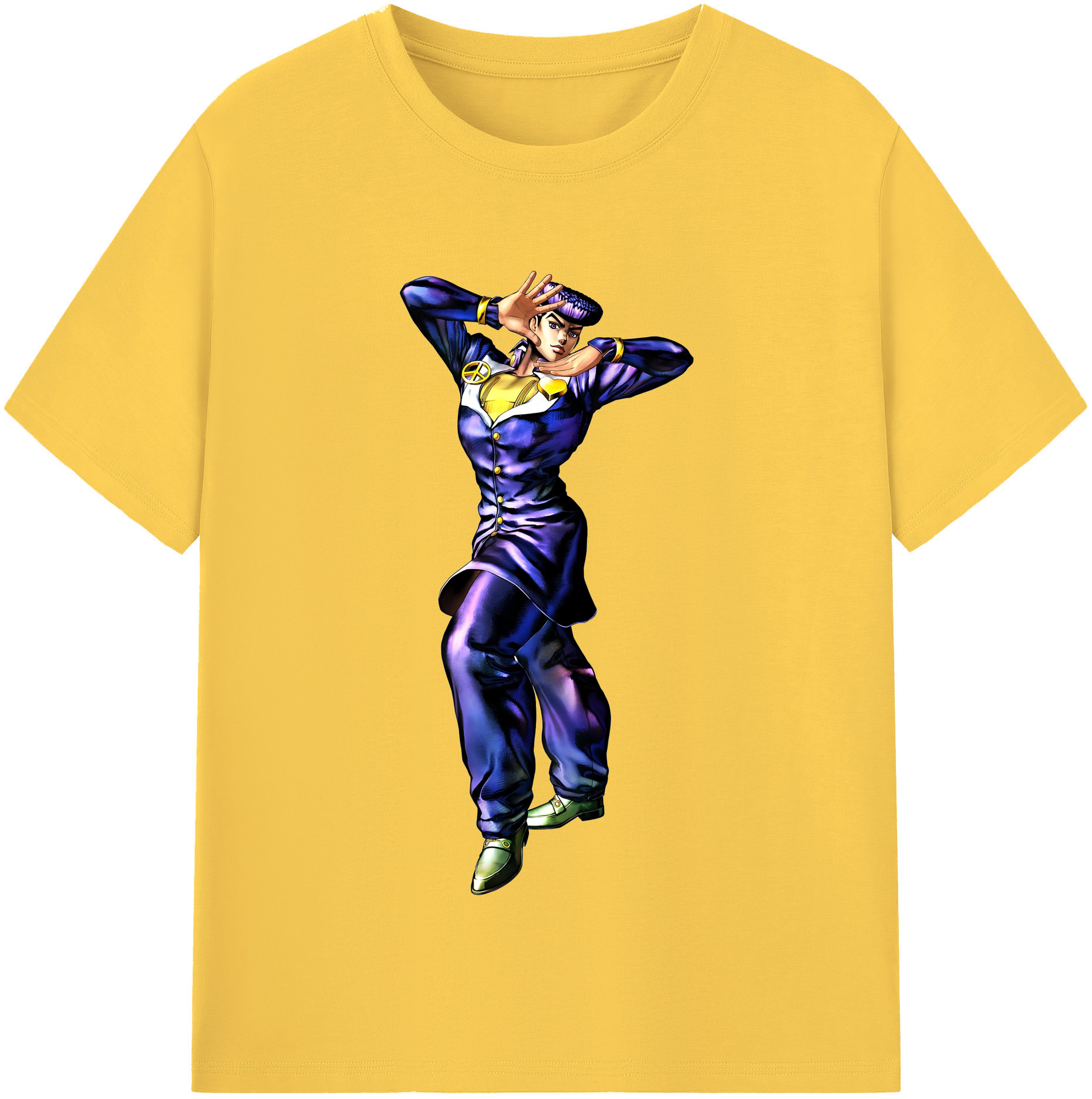 （画像用） ジョジョの奇妙な冒険 ひがしかた じょうすけ JoJo's Bizarre Adventure Higashikata Josuke 綿100％半袖Tシャツ（フロントプリント）