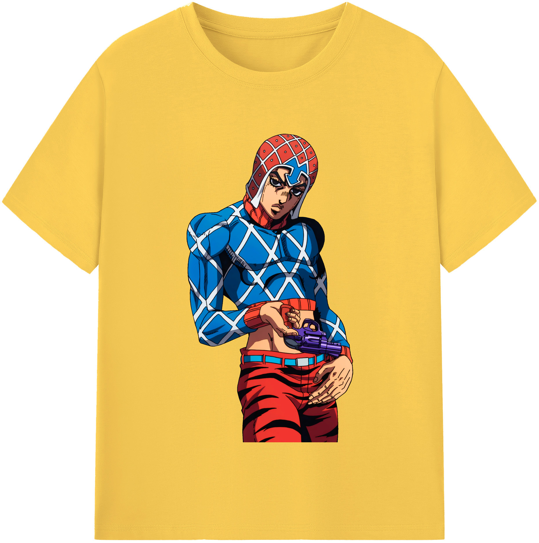 （画像用） ジョジョの奇妙な冒険 グイード?ミスタ JoJo's Bizarre Adventure Guido Mista 綿100％半袖Tシャツ（フロントプリント）