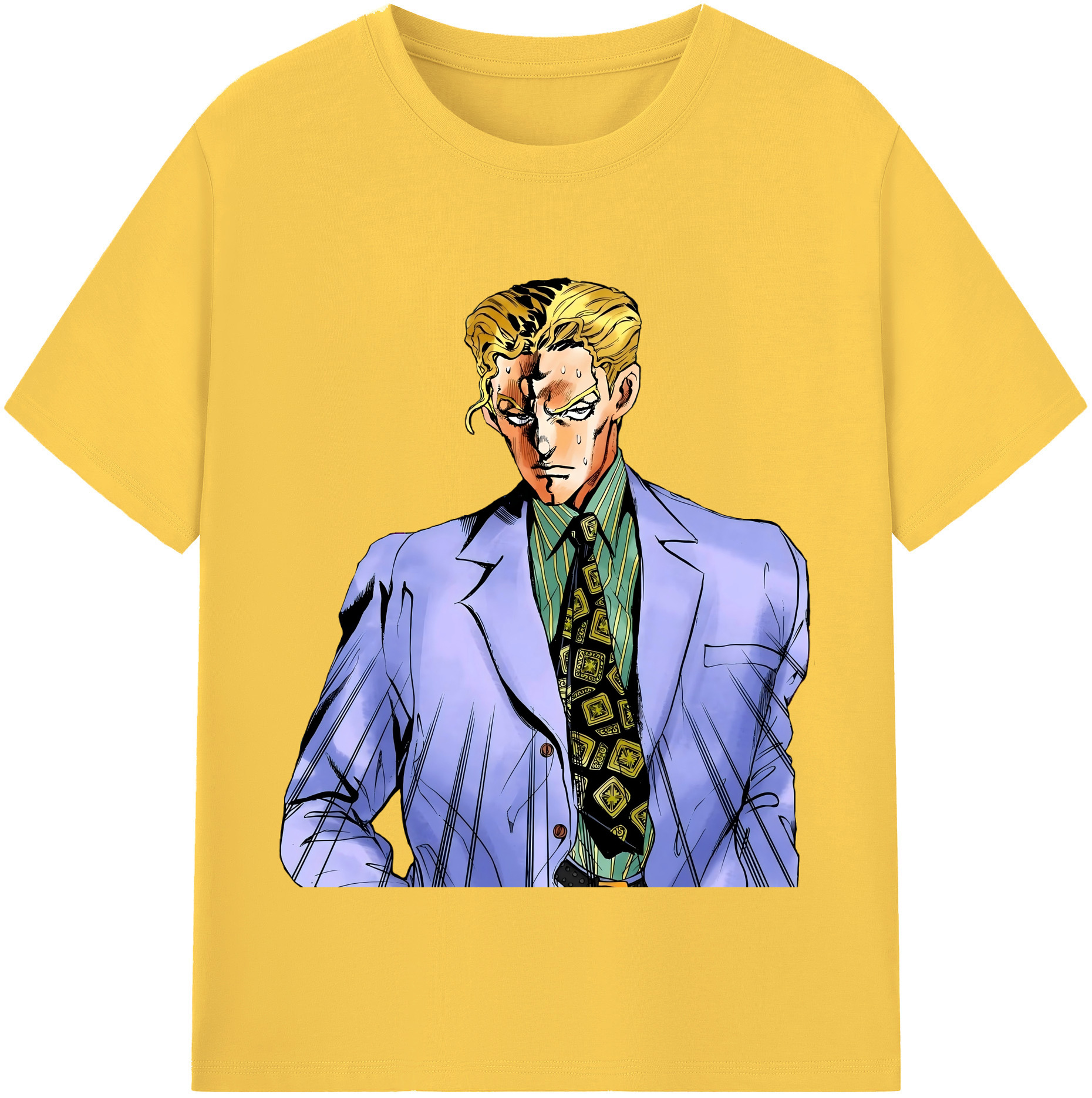 （画像用） ジョジョの奇妙な冒険 きら よしかげ JoJo's Bizarre Adventure Kira Yoshikage 綿100％半袖Tシャツ（フロントプリント）