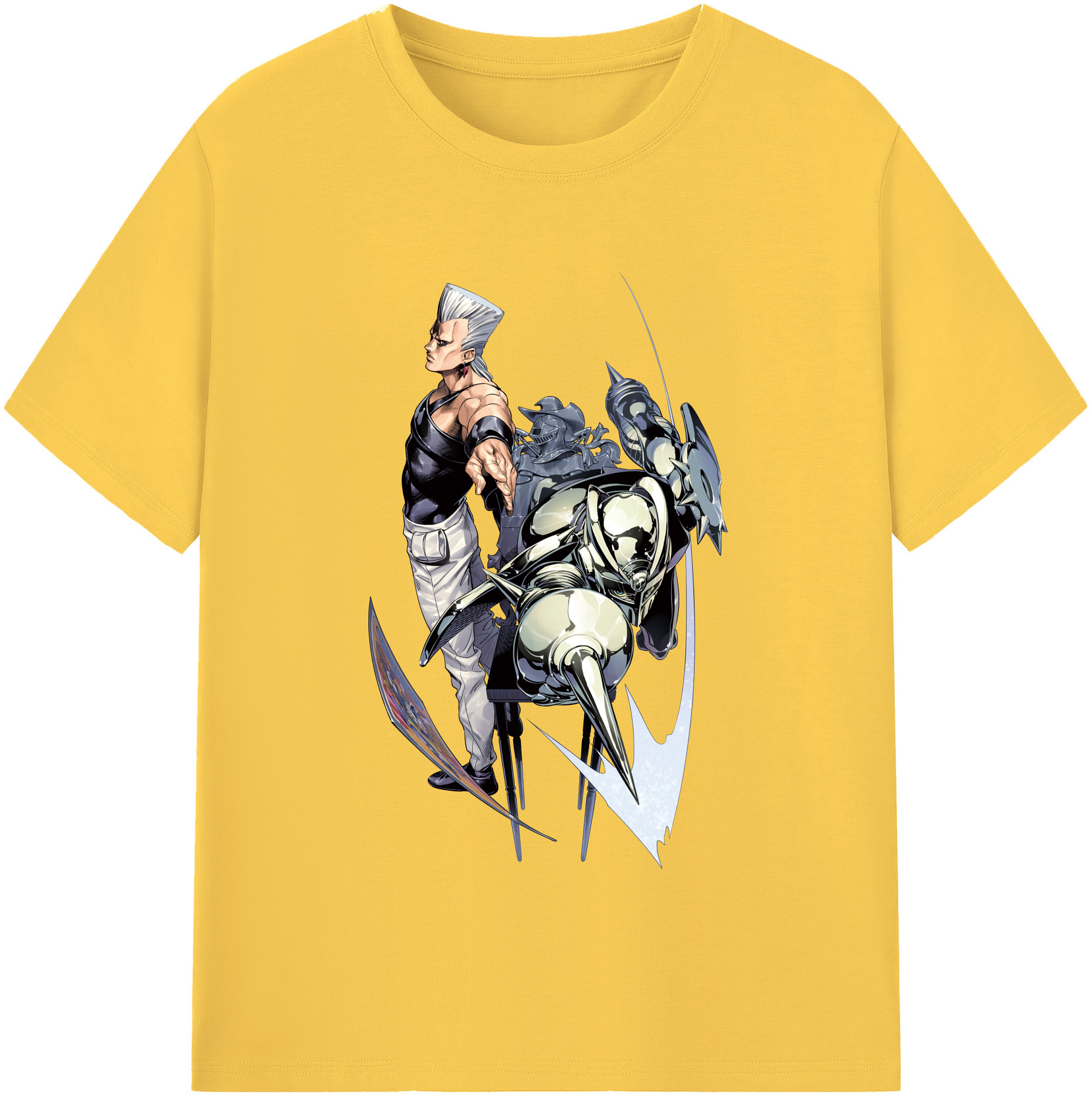 （画像用） ジョジョの奇妙な冒険 ジャン＝ピエール?ポルナレフ JoJo's Bizarre Adventure Jan Pierre Polnareff 綿100％半袖Tシャツ（フロントプリント）