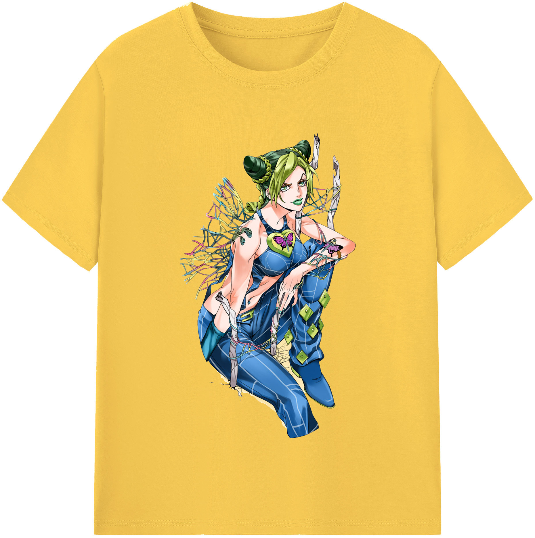 （画像用） "ジョジョの奇妙な冒険 くうじょう ジョリーン JoJo's Bizarre Adventure Jolyne Cujoh " 綿100％半袖Tシャツ（フロントプリント）