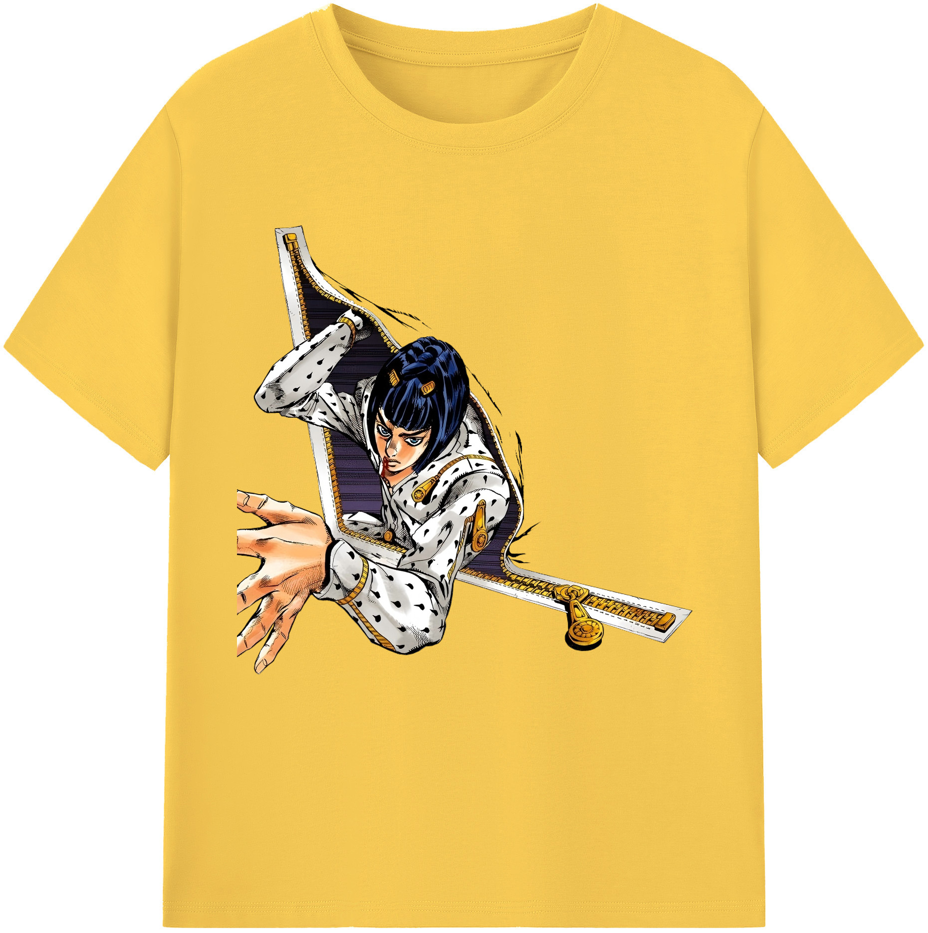 （画像用） ジョジョの奇妙な冒険 ブローノ?ブチャラティ JoJo's Bizarre Adventure Bruno Bucciarati 綿100％半袖Tシャツ（フロントプリント）