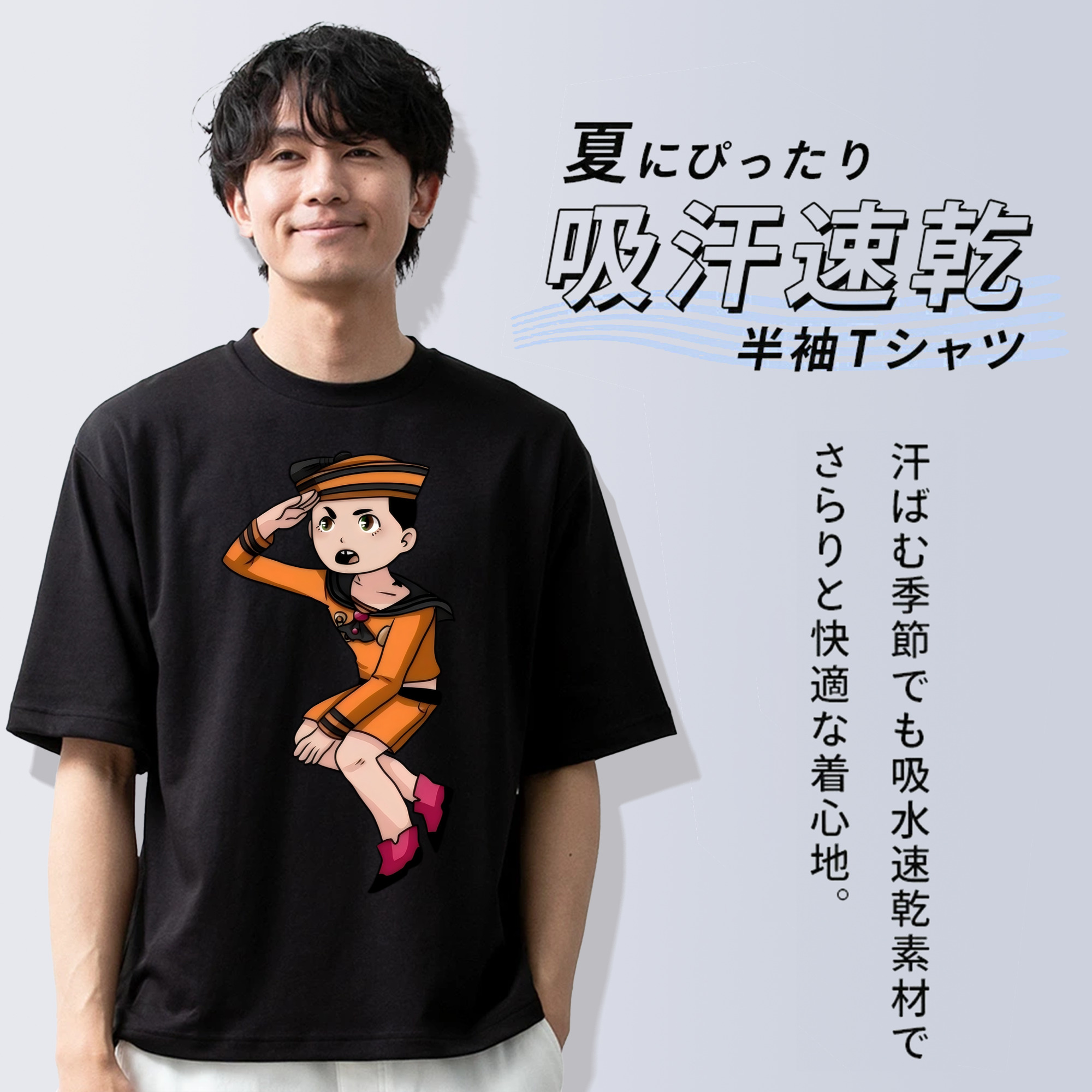 ジョジョの奇妙な冒険 東方定助 JoJo's Bizarre Adventure Higashikata Josuke 綿100％半袖Tシャツ（フロントプリント）