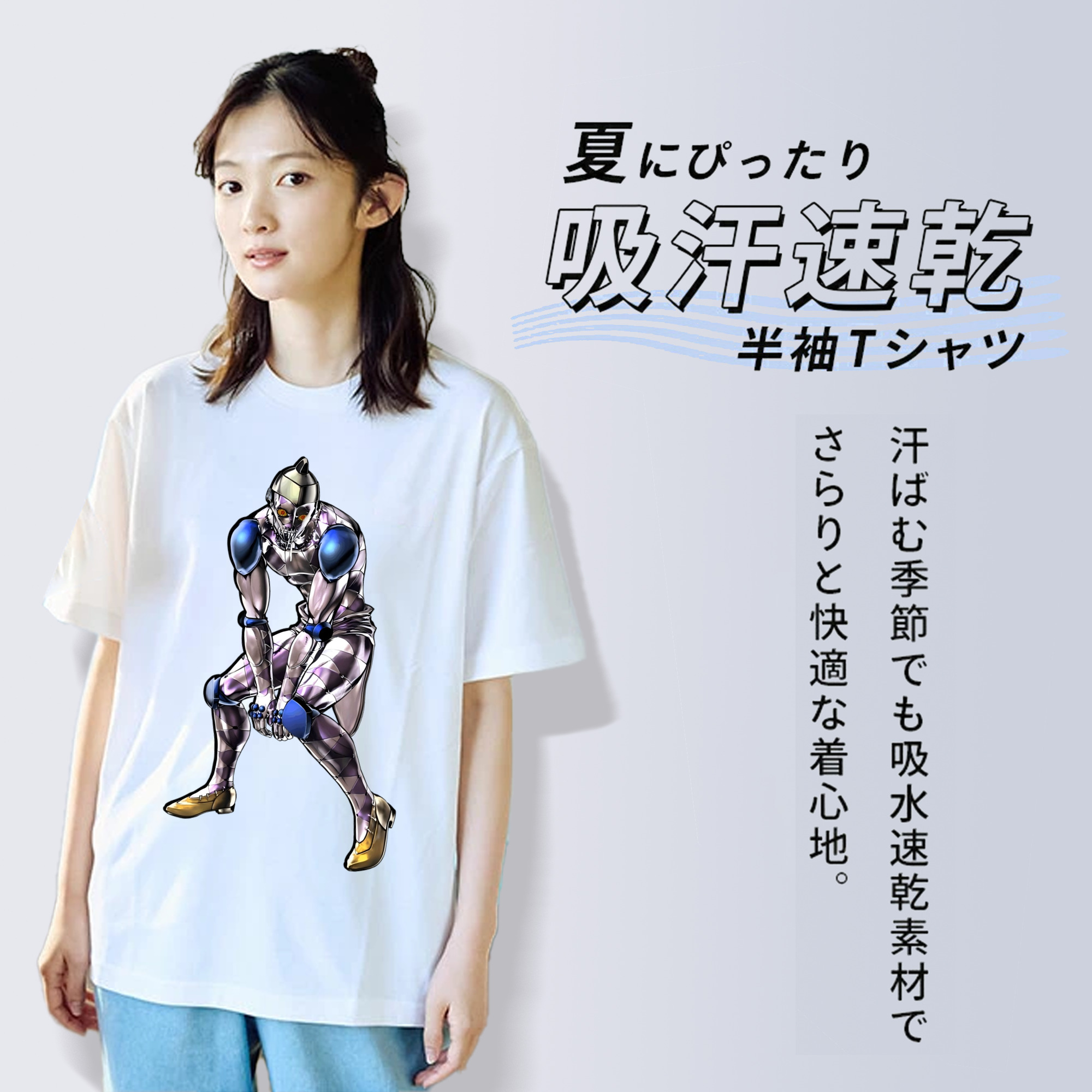 ジョジョの奇妙な冒険 JoJo's Bizarre Adventure 綿100％半袖Tシャツ（フロントプリント）