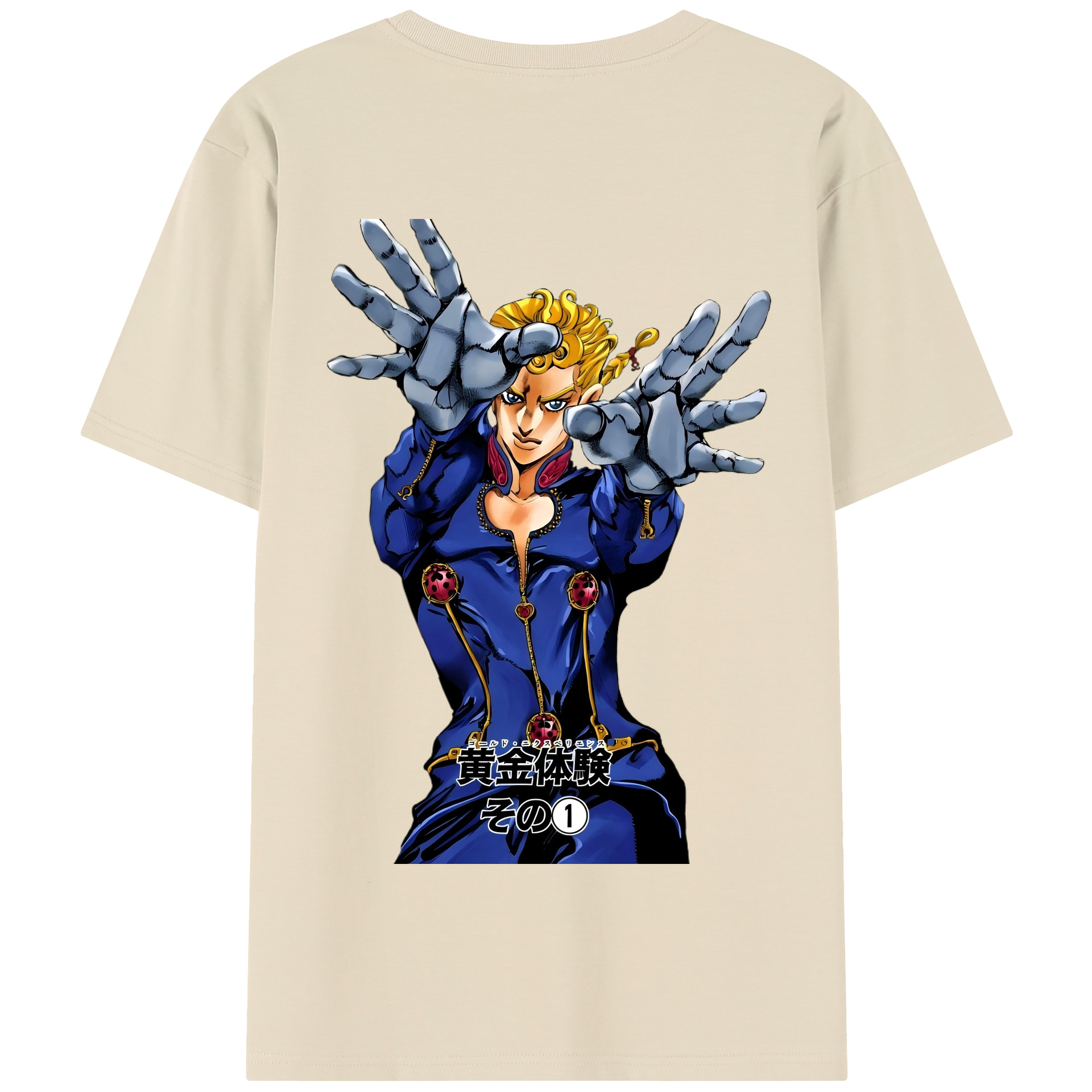 （画像用） ジョジョの奇妙な冒険 ジョルノ?ジョバァーナ JoJo's Bizarre Adventure Giorno Giovanna 綿100％半袖Tシャツ（背面プリント）