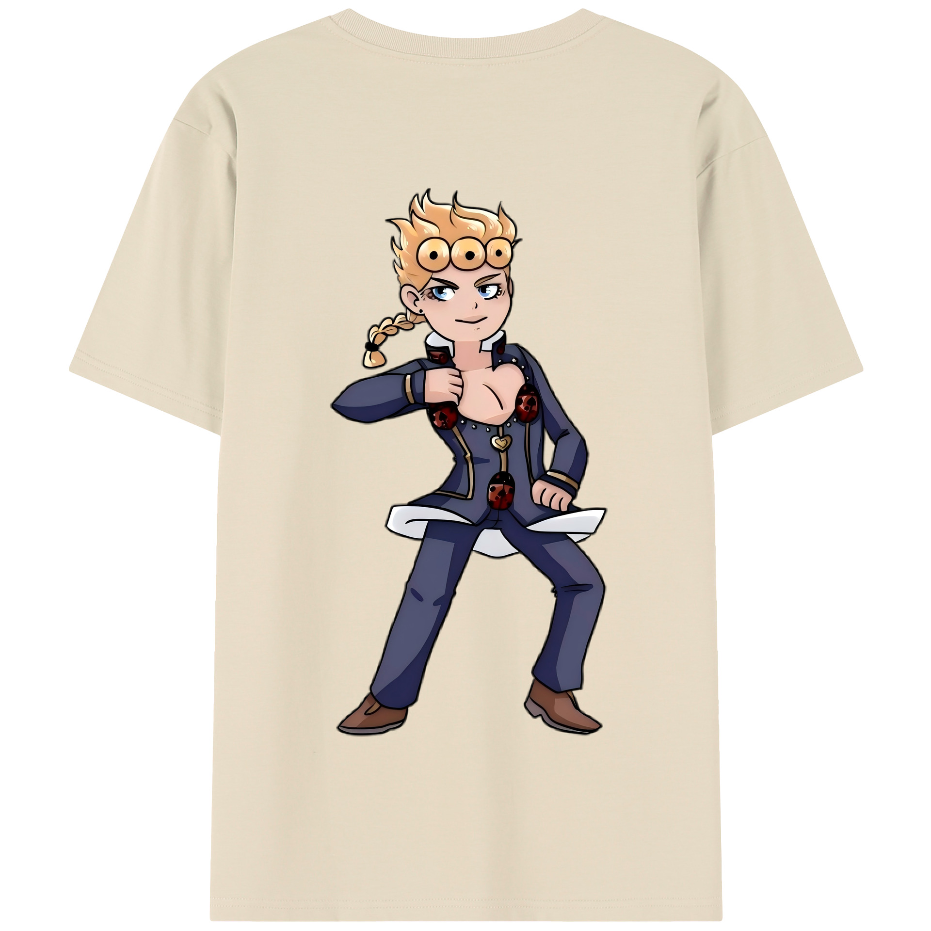 （画像用） ジョジョの奇妙な冒険 ジョルノ?ジョバァーナ JoJo's Bizarre Adventure Giorno Giovanna 綿100％半袖Tシャツ（背面プリント）