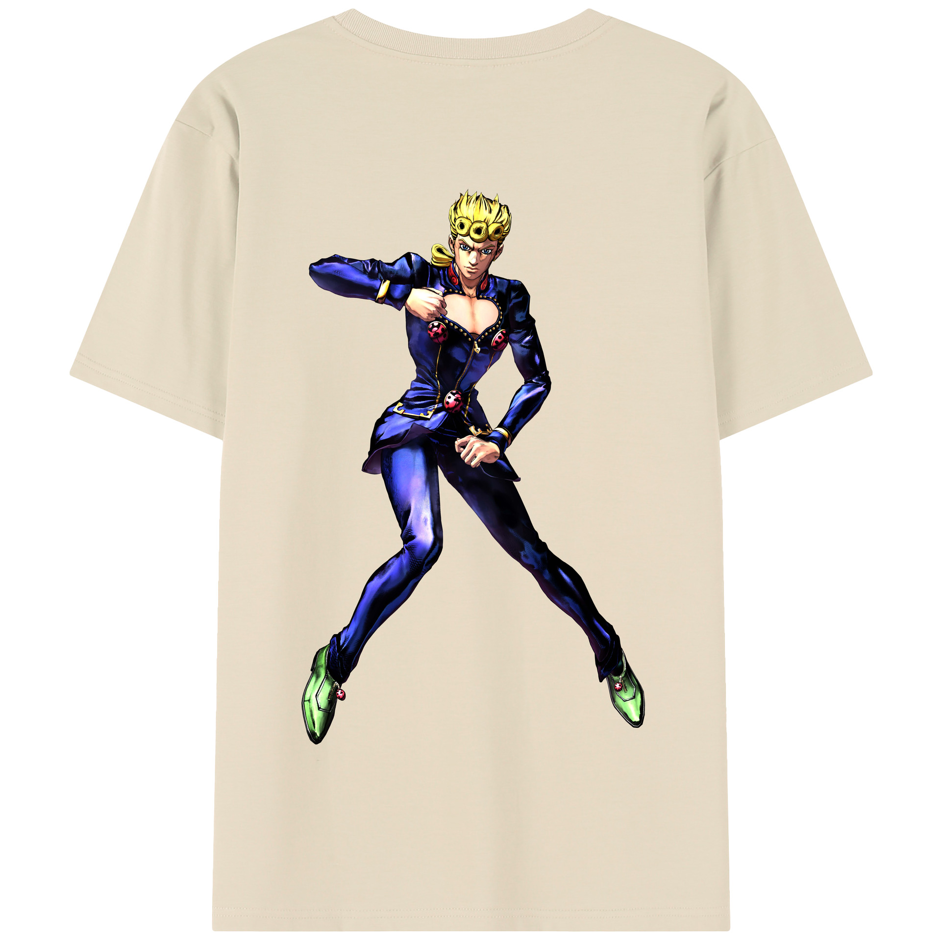 （画像用） ジョジョの奇妙な冒険 ジョルノ?ジョバァーナ JoJo's Bizarre Adventure Giorno Giovanna 綿100％半袖Tシャツ（背面プリント）