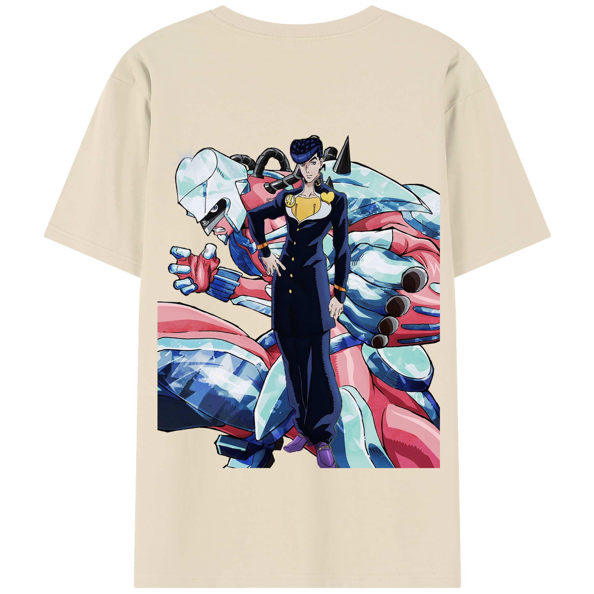 （画像用） ジョジョの奇妙な冒険 ひがしかた じょうすけ JoJo's Bizarre Adventure Higashikata Josuke 綿100％半袖Tシャツ（背面プリント）