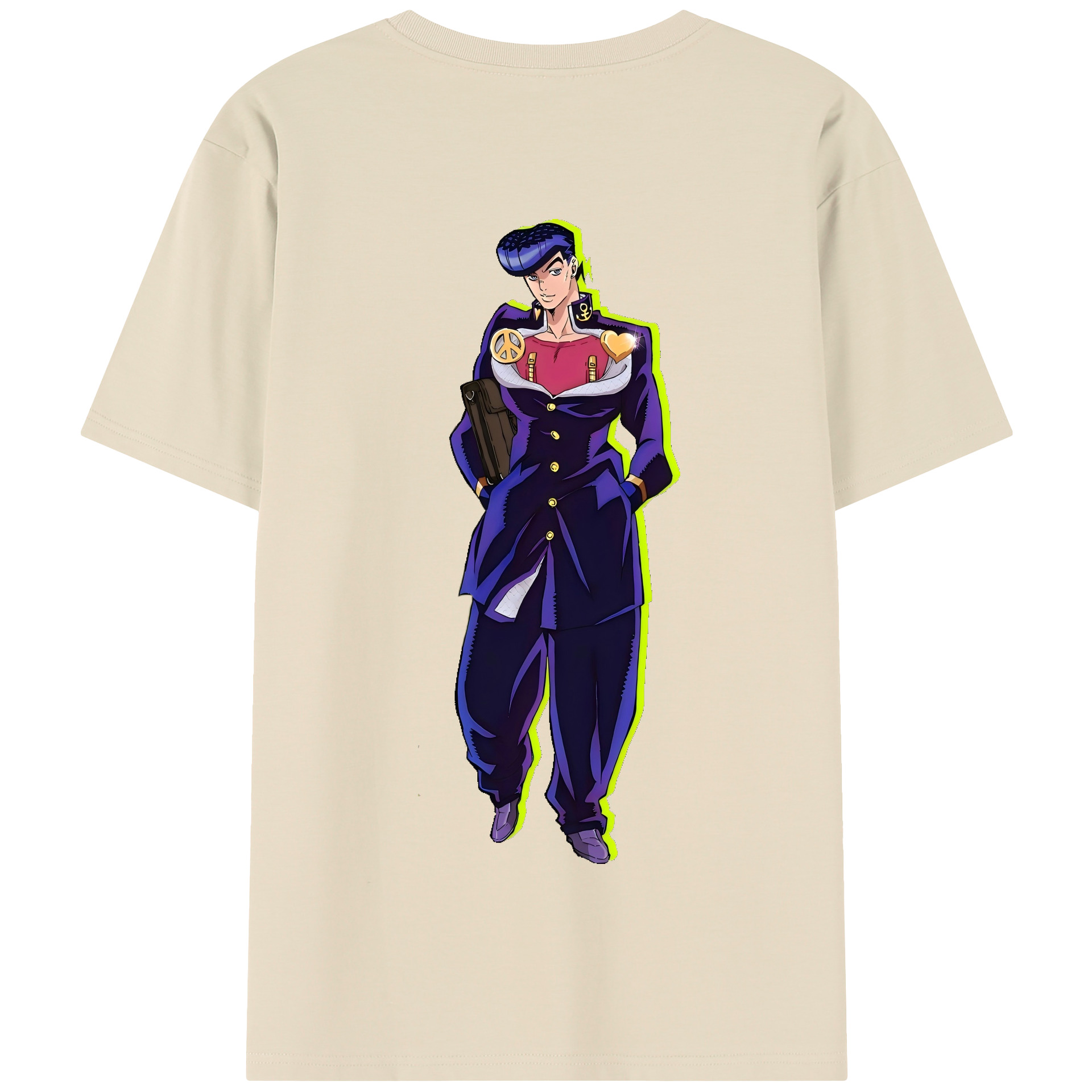（画像用） ジョジョの奇妙な冒険 ひがしかた じょうすけ JoJo's Bizarre Adventure Higashikata Josuke 綿100％半袖Tシャツ（背面プリント）