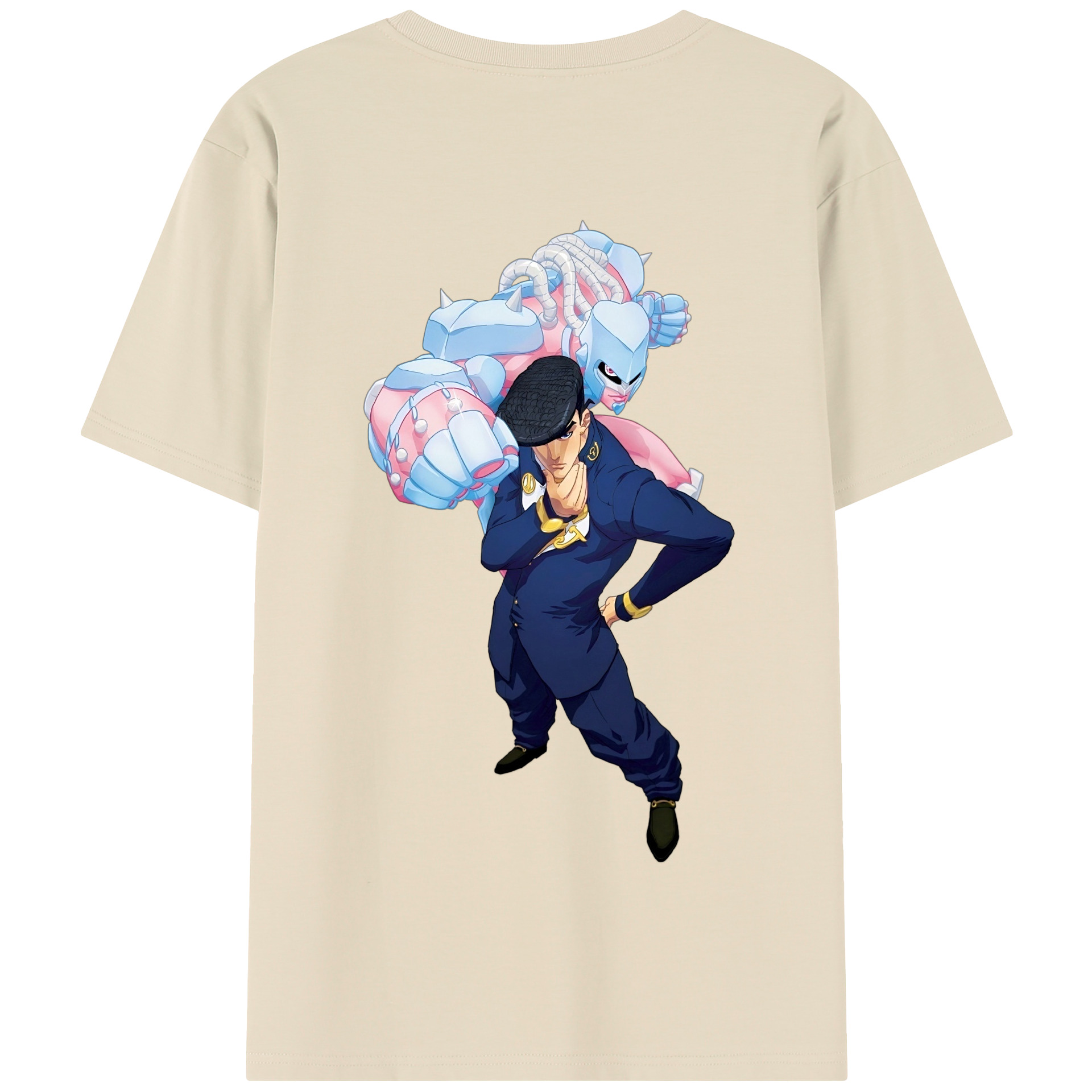 （画像用） ジョジョの奇妙な冒険 ひがしかた じょうすけ JoJo's Bizarre Adventure Higashikata Josuke 綿100％半袖Tシャツ（背面プリント）