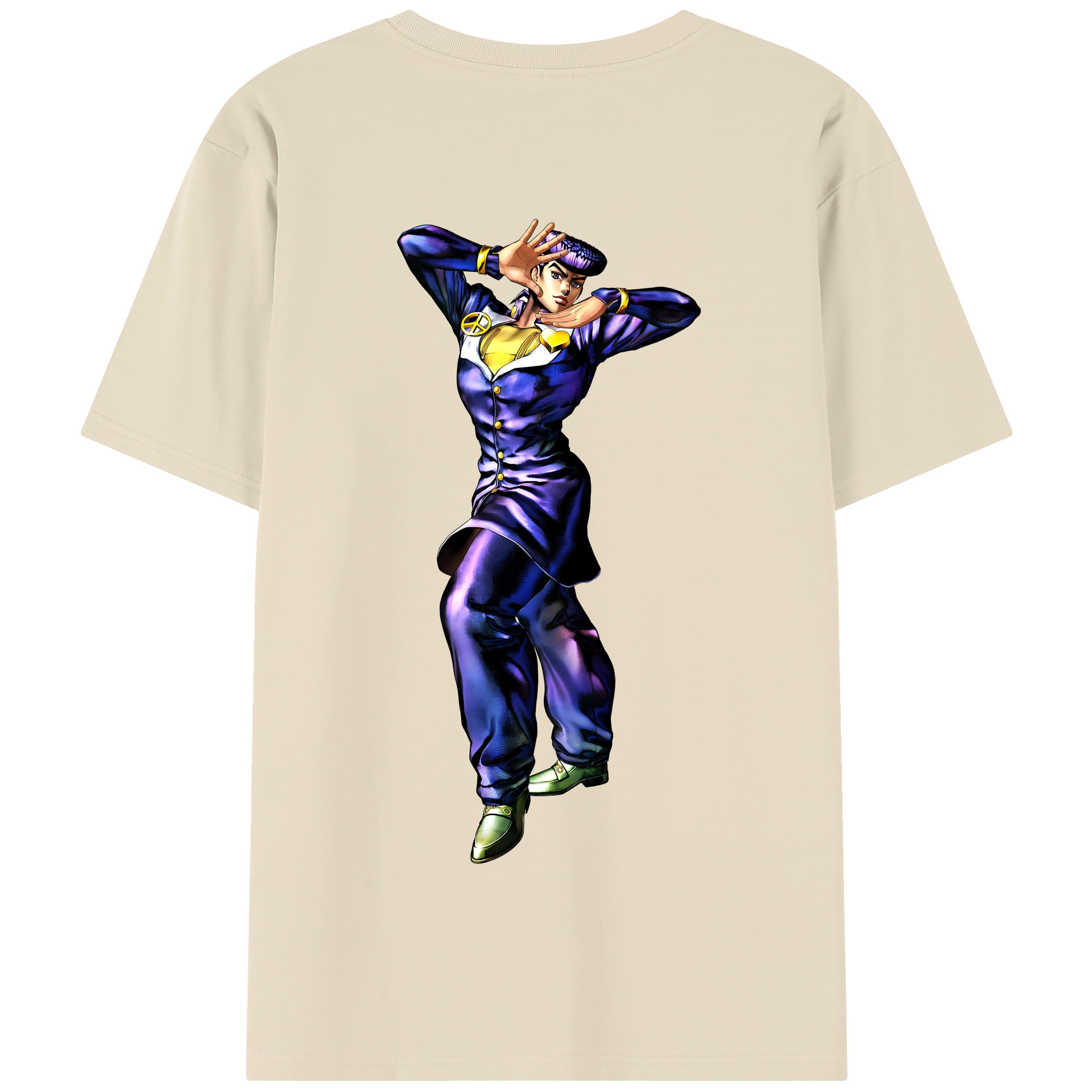 （画像用） ジョジョの奇妙な冒険 ひがしかた じょうすけ JoJo's Bizarre Adventure Higashikata Josuke 綿100％半袖Tシャツ（背面プリント）