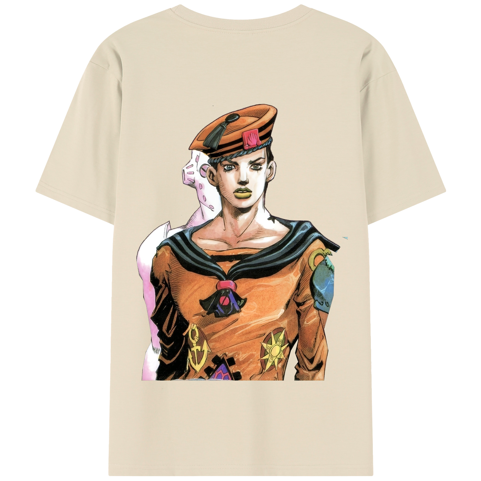 （画像用） ジョジョの奇妙な冒険 東方定助 JoJo's Bizarre Adventure Higashikata Josuke 綿100％半袖Tシャツ（背面プリント）