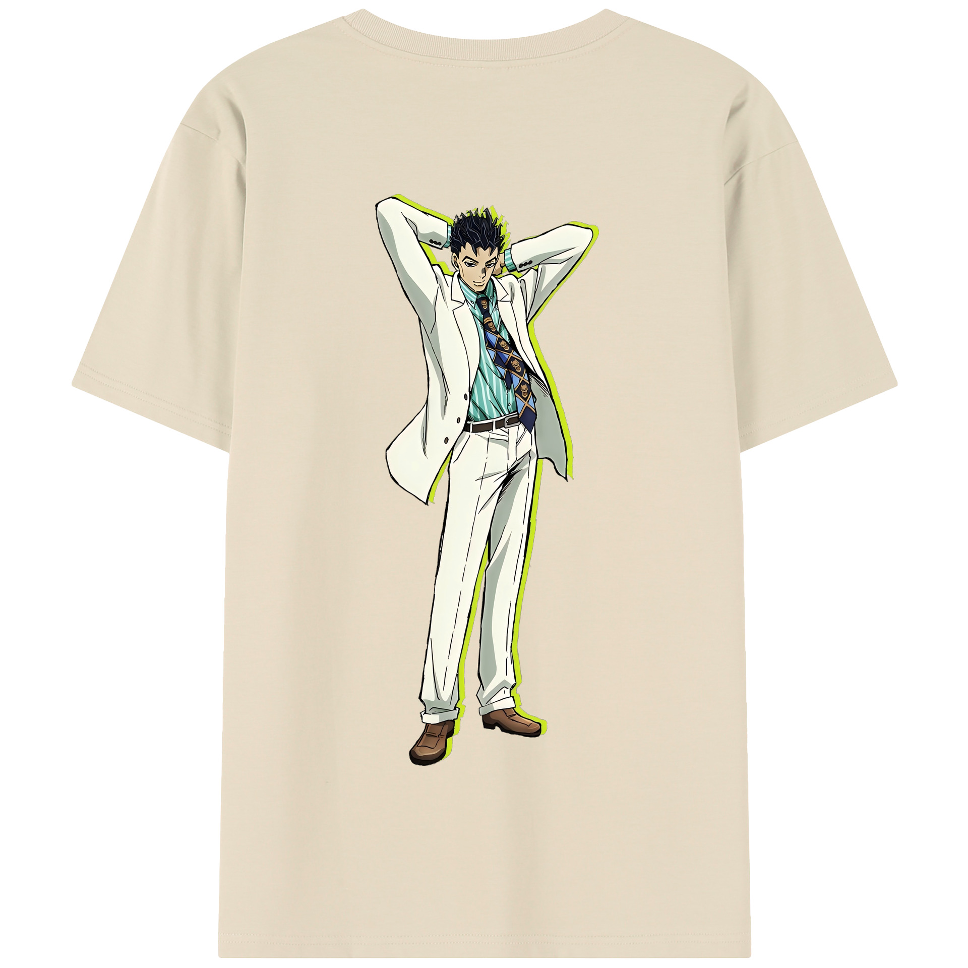 （画像用） ジョジョの奇妙な冒険 きら よしかげ JoJo's Bizarre Adventure Kira Yoshikage 綿100％半袖Tシャツ（背面プリント）
