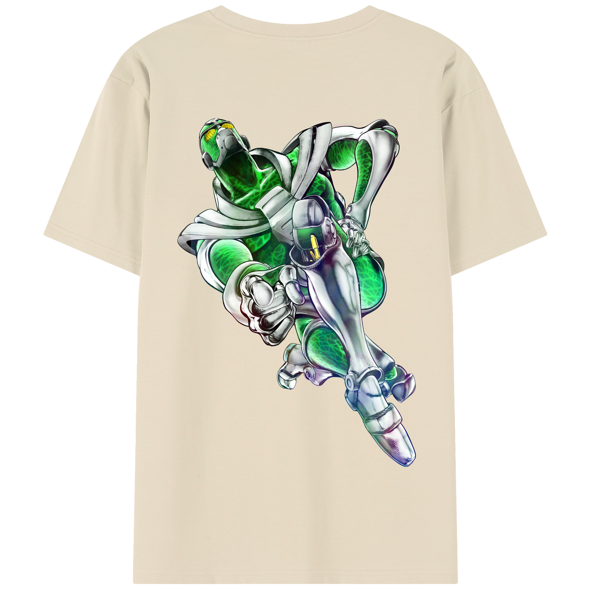 （画像用） ジョジョの奇妙な冒険 花京院 典明（かきょういん のりあき） JoJo's Bizarre Adventure Kakyoin Noriaki 綿100％半袖Tシャツ（背面プリント）