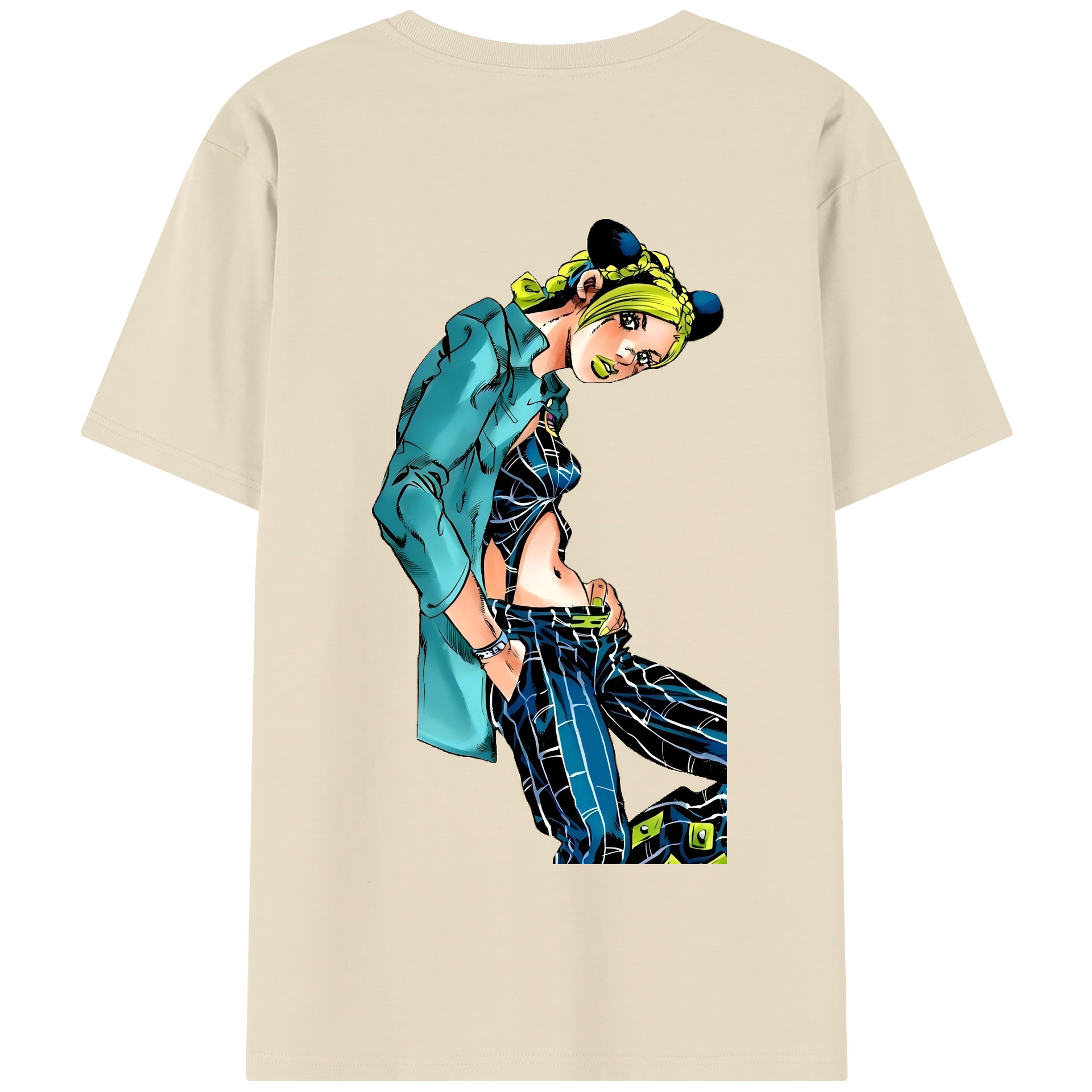 （画像用） "ジョジョの奇妙な冒険 くうじょう ジョリーン JoJo's Bizarre Adventure Jolyne Cujoh " 綿100％半袖Tシャツ（背面プリント）
