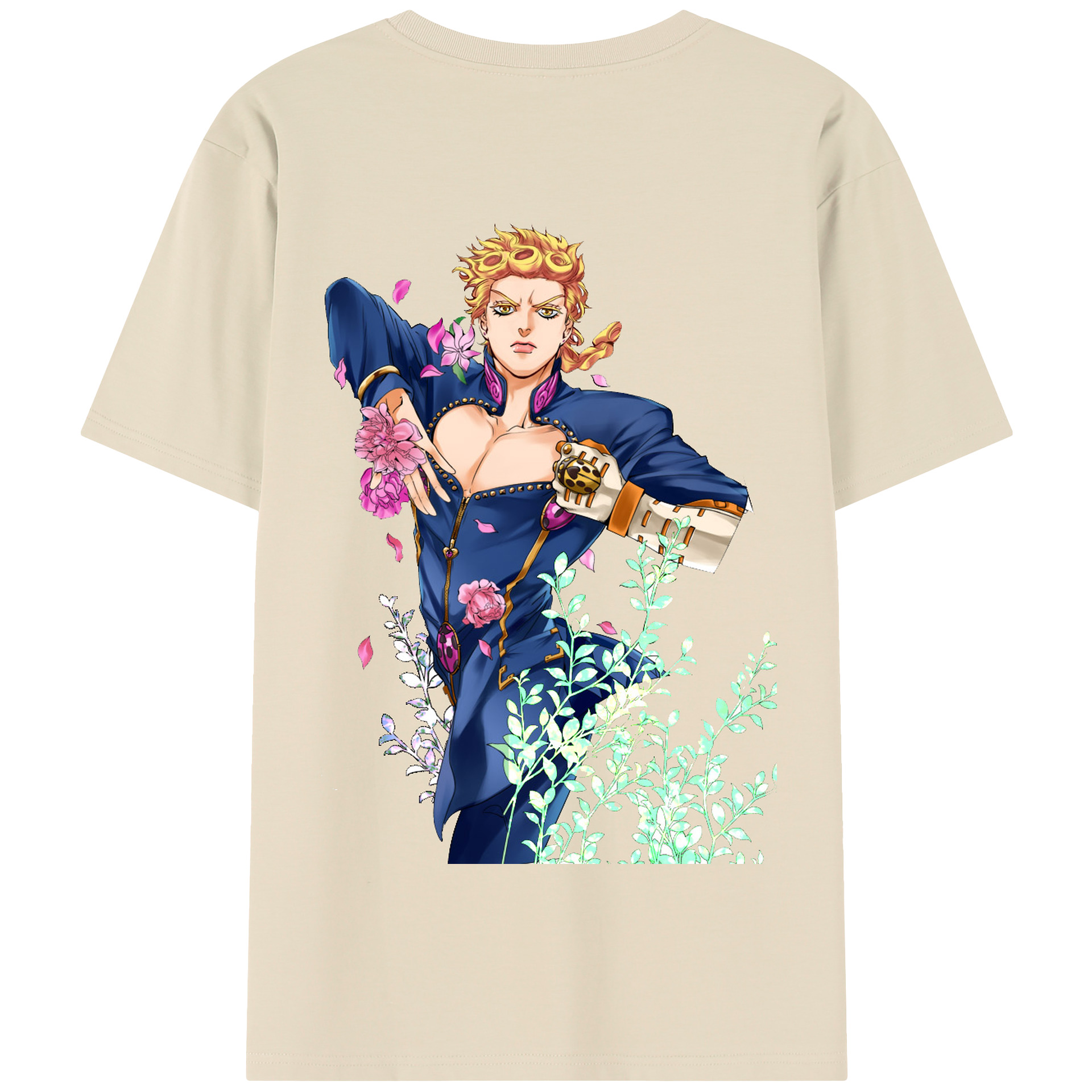 （画像用） ジョジョの奇妙な冒険 ジョルノ?ジョバァーナ JoJo's Bizarre Adventure Giorno Giovanna 綿100％半袖Tシャツ（背面プリント）