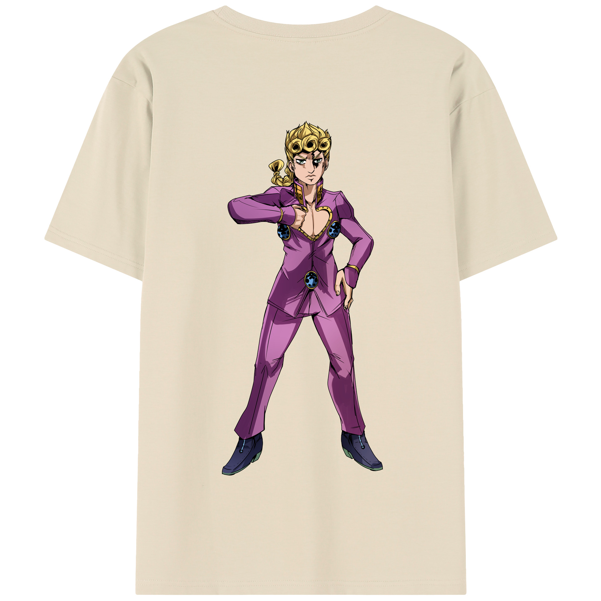 （画像用） ジョジョの奇妙な冒険 ジョルノ?ジョバァーナ JoJo's Bizarre Adventure Giorno Giovanna 綿100％半袖Tシャツ（背面プリント）