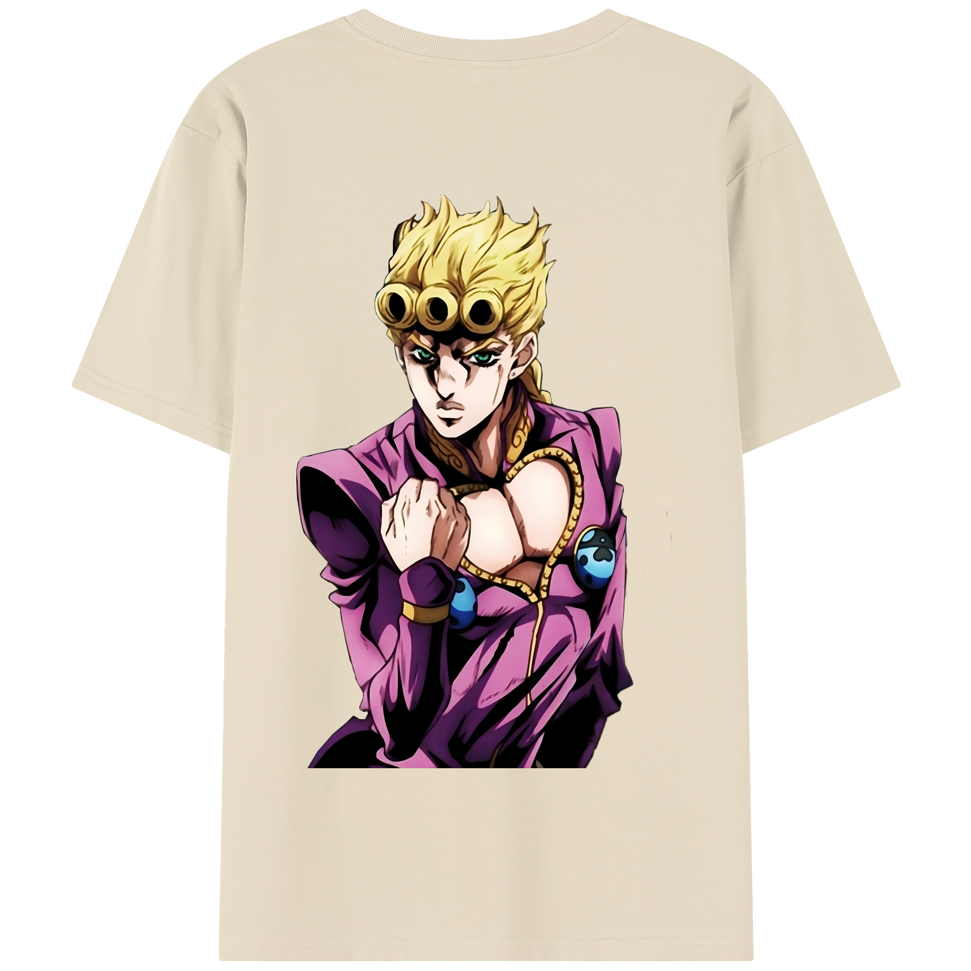 （画像用） ジョジョの奇妙な冒険 ジョルノ?ジョバァーナ JoJo's Bizarre Adventure Giorno Giovanna 綿100％半袖Tシャツ（背面プリント）